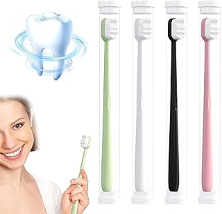 Extra Soft Toothbrush, Ksndurn 4Pcs Soft Bristle Toothbrush Set, Ultra Soft Adult Toothbrush, Nano Toothbrush Manual Toothbrush with 20000 Soft Floss Bristles (Wavy Brush Head)
