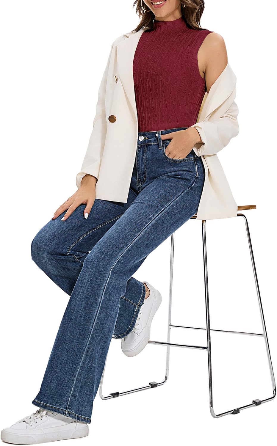 Totatuit Sleeveless Turtleneck Tops for Women Mock Turtle Neck Sweater Vest Casual Knit Pullover Tank Top 2025 Trendy Clothes - Image 7