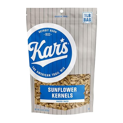 Kar's Nuts Sunflower Kernels Snacks - Tostados y ligeramente salados - Bolsa resellable de 16 onzas (paquete de 6)