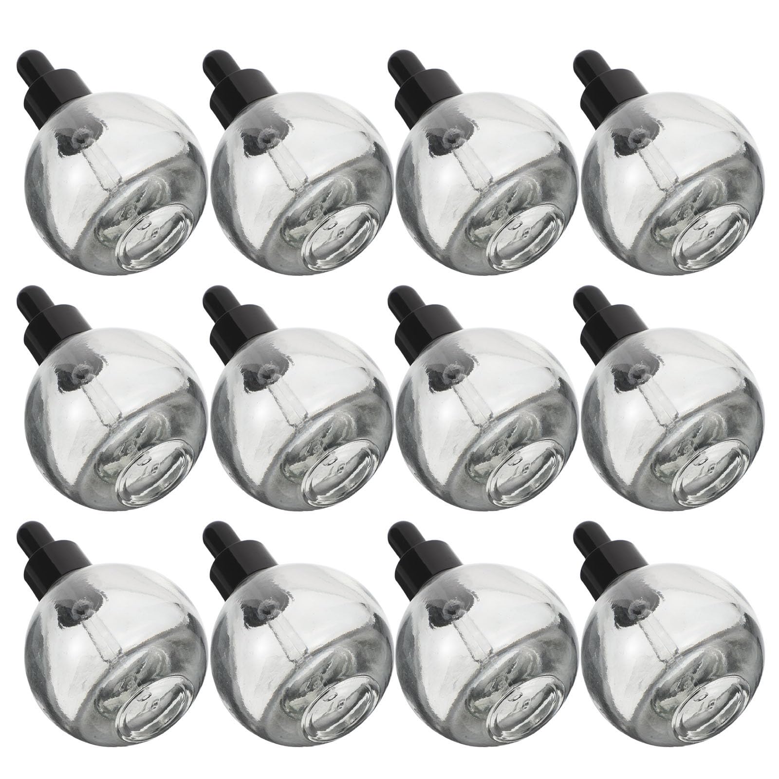 Hemobllo 12 Stück Kugelförmige Glas Tropfflasche 30ml Wiederbefüllbar für Aromatherapie Mischungen und Gesichtsseren für Aufbewahrung zu Hause und Kleinunternehmen