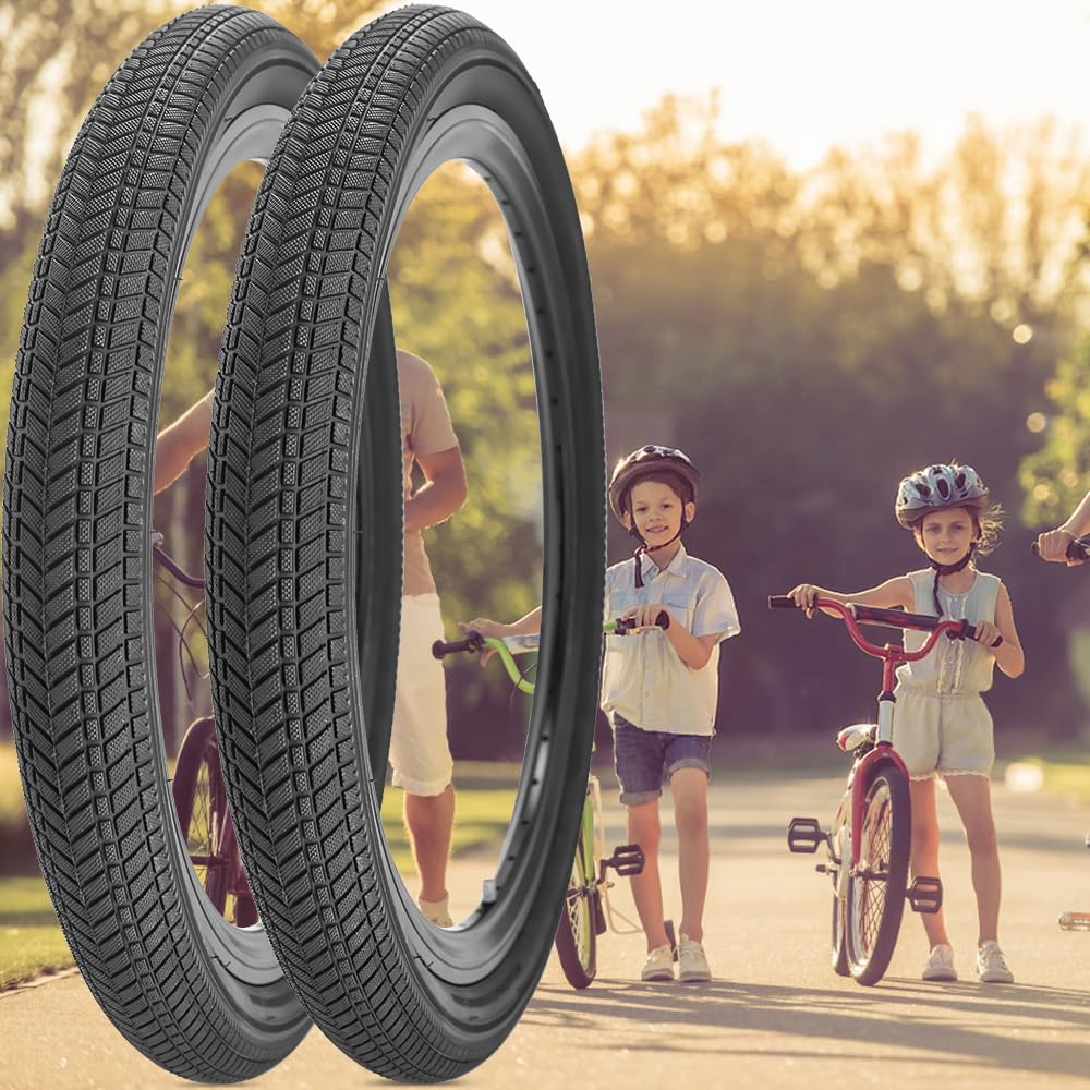 2 Pack 12 1/2 X 2 1/4(12.5x2.25) 14/16/20 x 2.125 Inch Bike Tire and Inner Tubes Set Suitable for 12.5/14/16/20 X 2.125 Folding Kids Bike Replacement Tires and Tubes Kit Fit for Most Children Bike