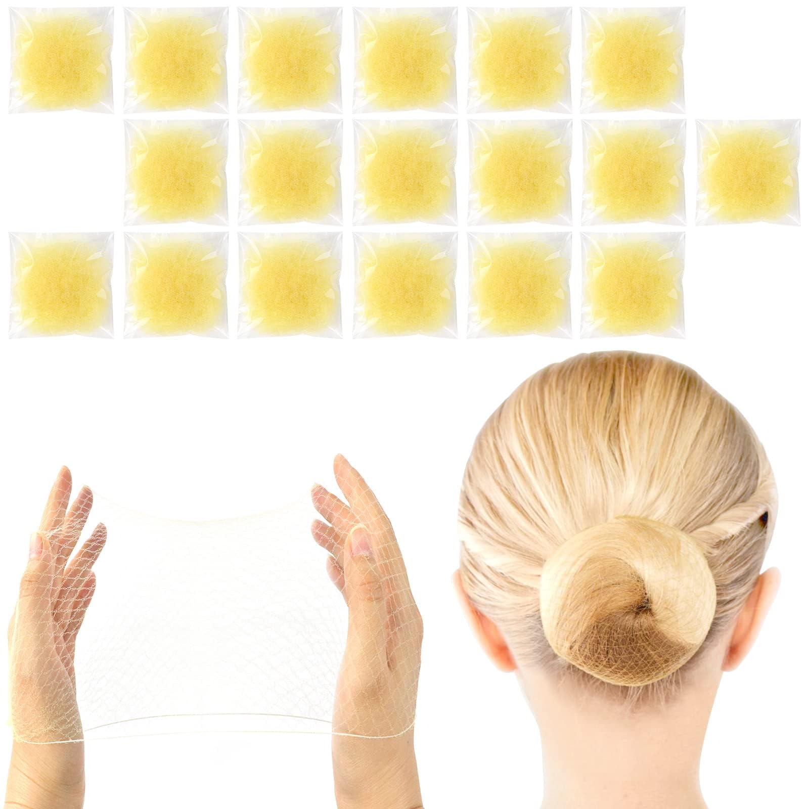 Sularpek 35 Pcs Hair Nets, Hair Bun Nets, Blonde Ballet Bun Nets, Elastic Edge Mesh Hair Nets, for Hair Ballet Gymnastics Bun Making, for Ballet, Dance, Nurse, 50 cm/20 inch