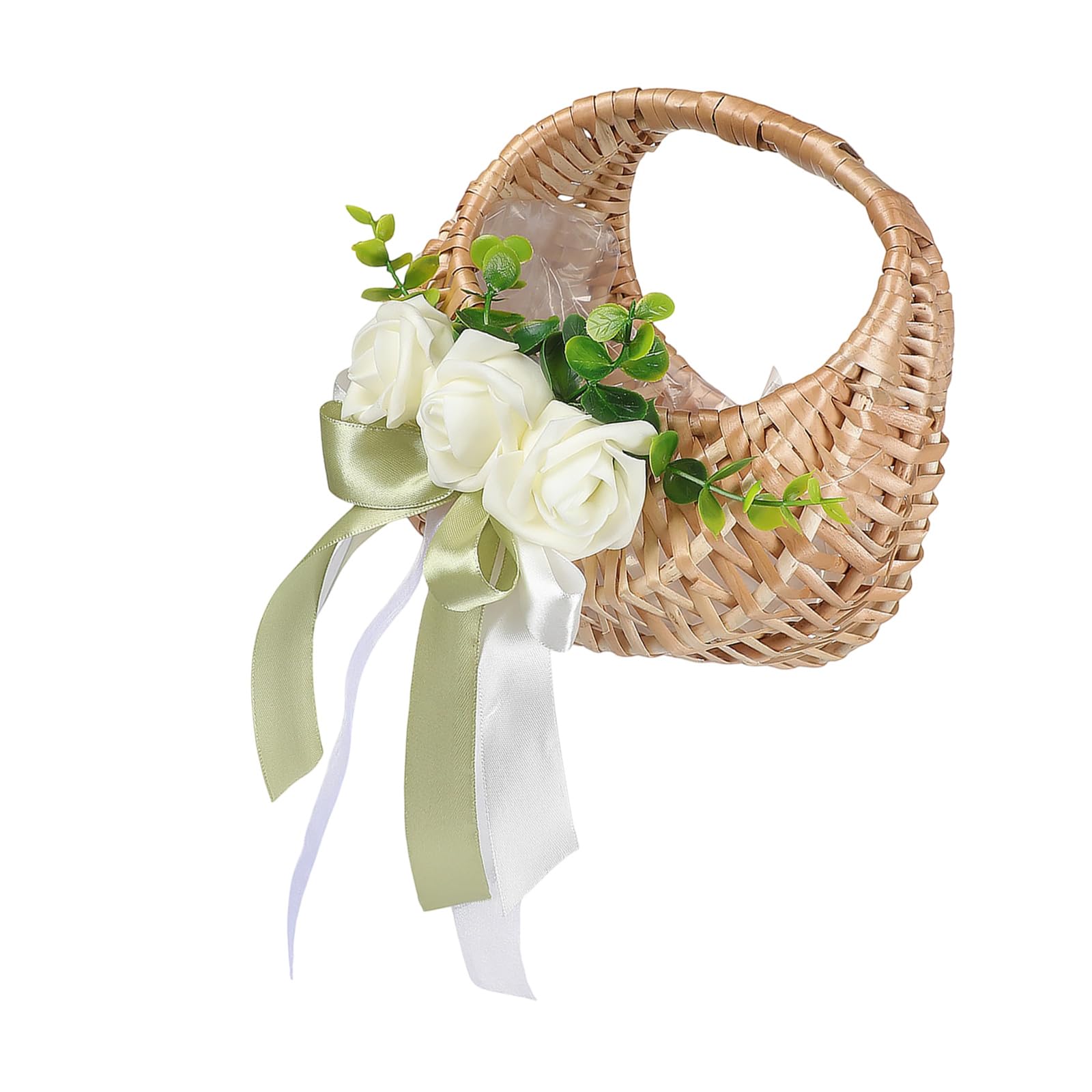 Fabric Bridal Party Basket with Strong Construction for Outdoor Indoor Wedding Receptions Flower Girls Ribbon Basket Wedding