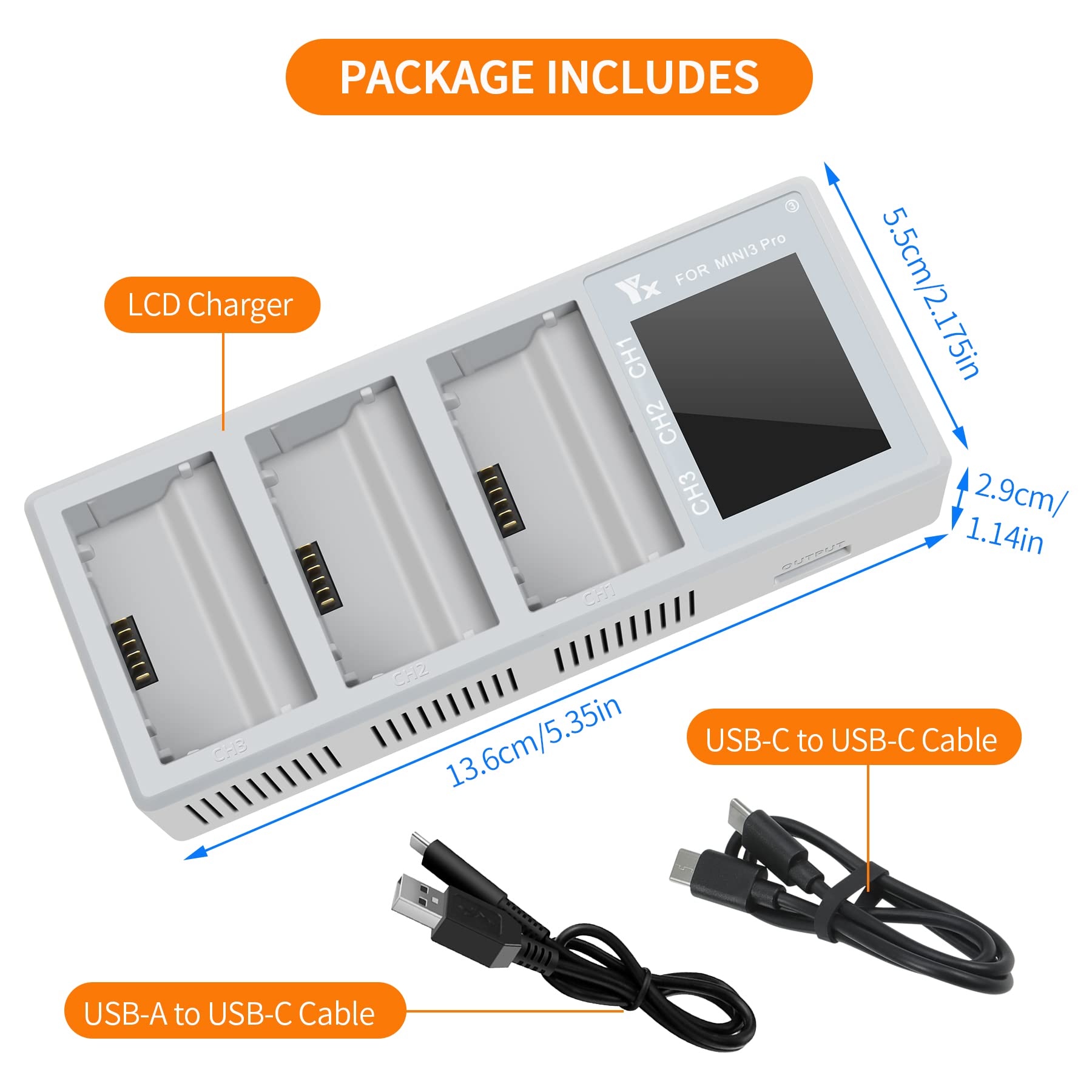 Hub de chargement de batterie Chargeur batterie de drone pour dji mini 3 Pro, affichage numérique LCD Chargeur de quadcoptère, Hub de chargement 2 modes,charge 3 batteries
