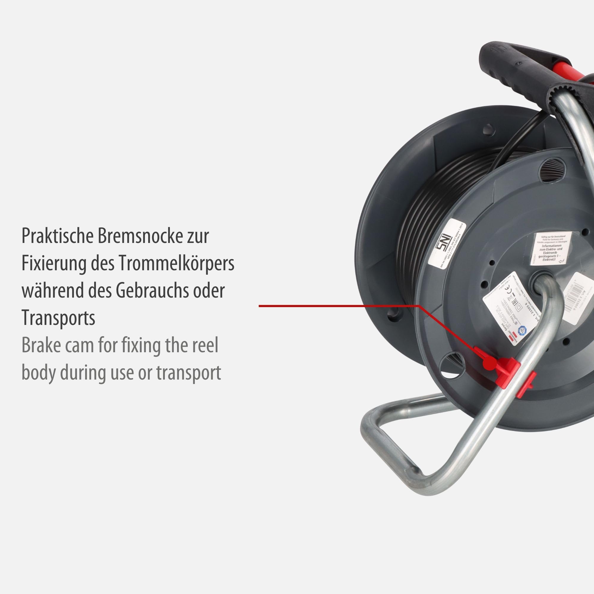 Brennenstuhl Garant E bęben kablowy (kabel 25 m w kolorze czarnym, ze specjalnego tworzywa sztucznego, do stosowania we wnętrzach, Made in Germany)