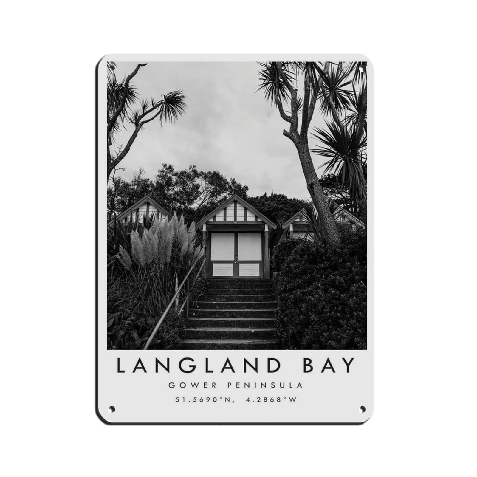 Langland Bay Gower Travel,Gower Peninsula Tin Sign Vintage Metal Pub Club Cafe Bar Home Wall Art Decoration Poster Retro 12x16inch(30x40cm)