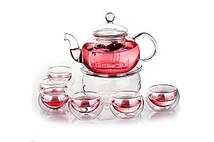 Jusalpha® 11 PC-Glass Filtering Tea Maker Teapot with a Warmer and 6...