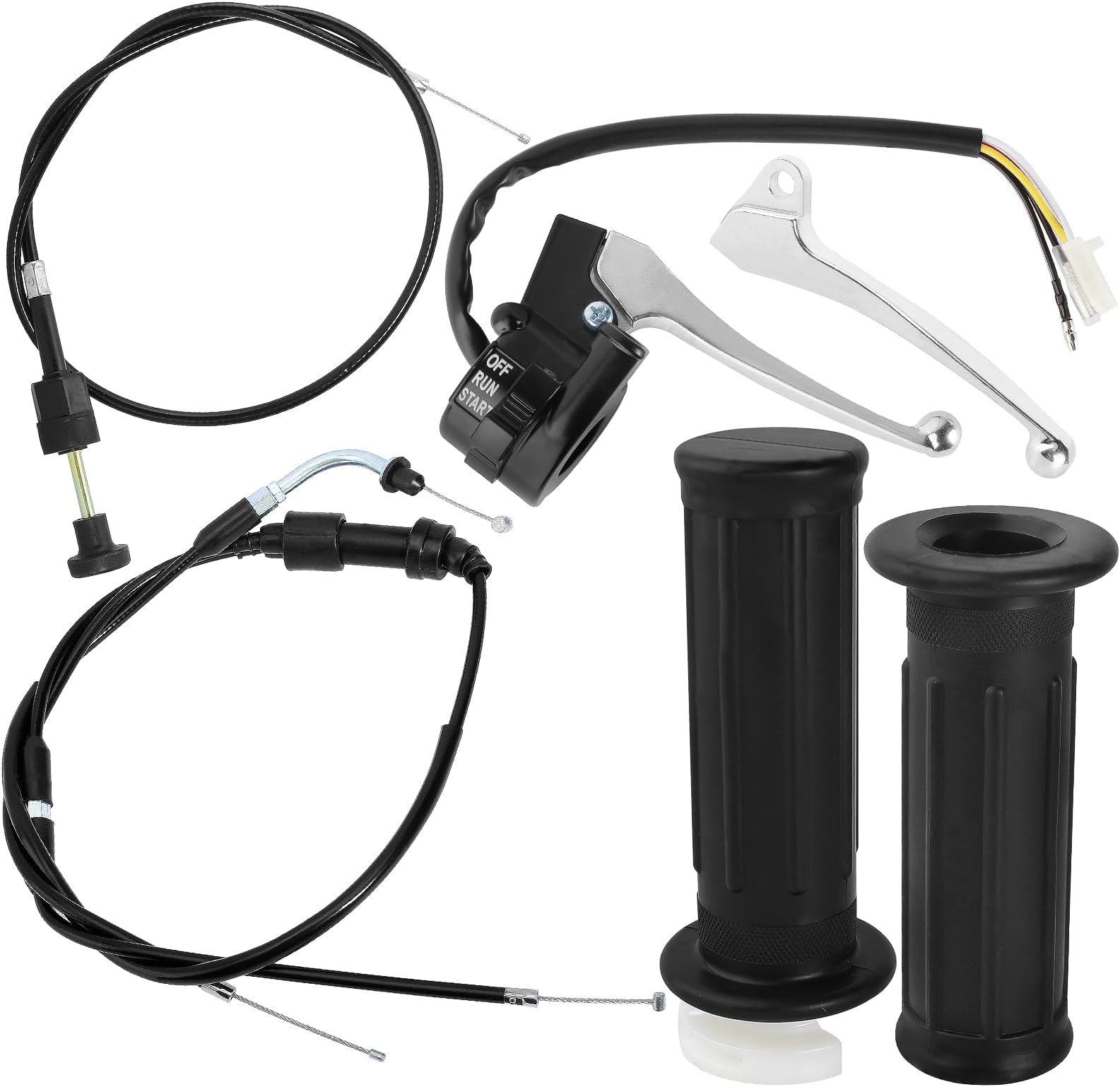 Throttle Housing Start Switch Choke Cable Handlebar Accelerator Twist Grip Handle Bar Set for Yamaha PW50 PY50 Peewee Y-Zinger Motorcycle Motorbike Dirt Bike Control Left Right Brake Lever