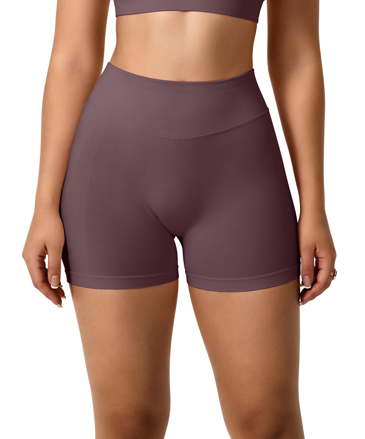 TAYOEA Short de Sport Femme Scrunch Pantalon de Sport Court Push Up Court Butt Lifting Gym Short sans Couture Workoutler Pantalon de Cyclisme - 4