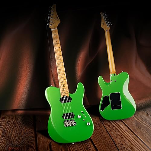 Miniatura 6 de EART TL-380 Guitarra eléctrica profesional para jugadores versátiles Cuello y diapasón de arce tostado, humbuckers con bobina, trastes de acero