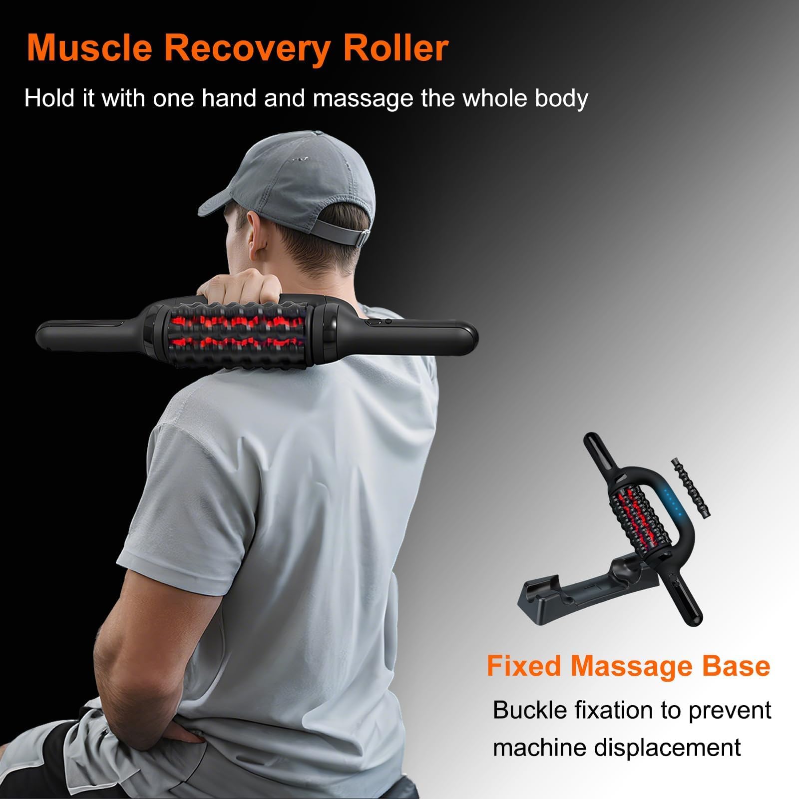 Rouleau de Massage Électrique Anti Cellulite avec Redlight - 6 Vitesses, Réduit Cellulite et Tensions, Corps et Jambes, Appareil de Massage Manuel électrique avec Rouleaux de Tissus Profonds