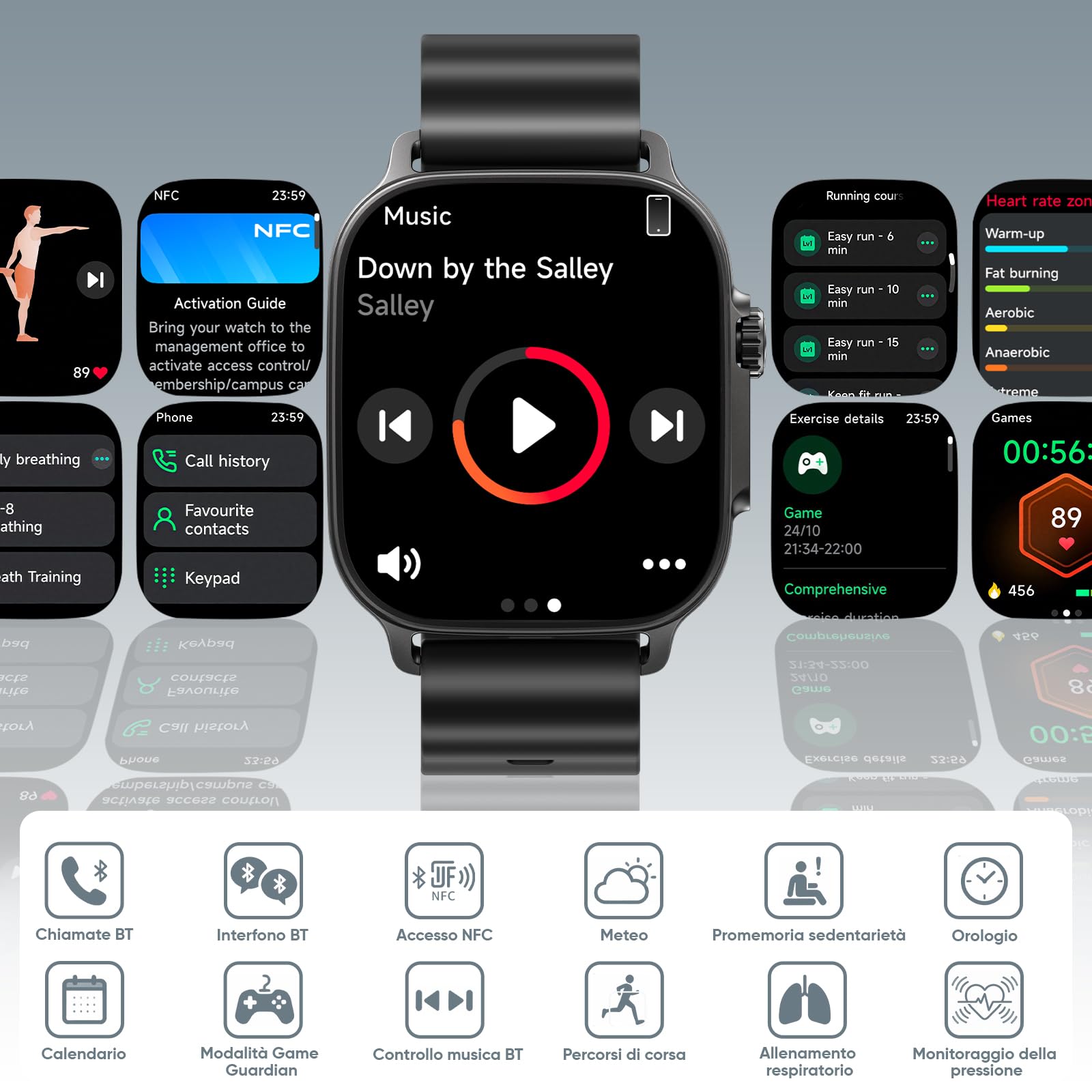 realme Watch 5 Smartwatch, AMOLED Touch 1,97'', GPS Indipendente, Accesso NFC, Chiamate Bluetooth, 108 Modalità Sport, Monitoraggio Ossigeno Sangue/Sonno, Impermeabile IP68, Batteria 16 Giorni, Nero