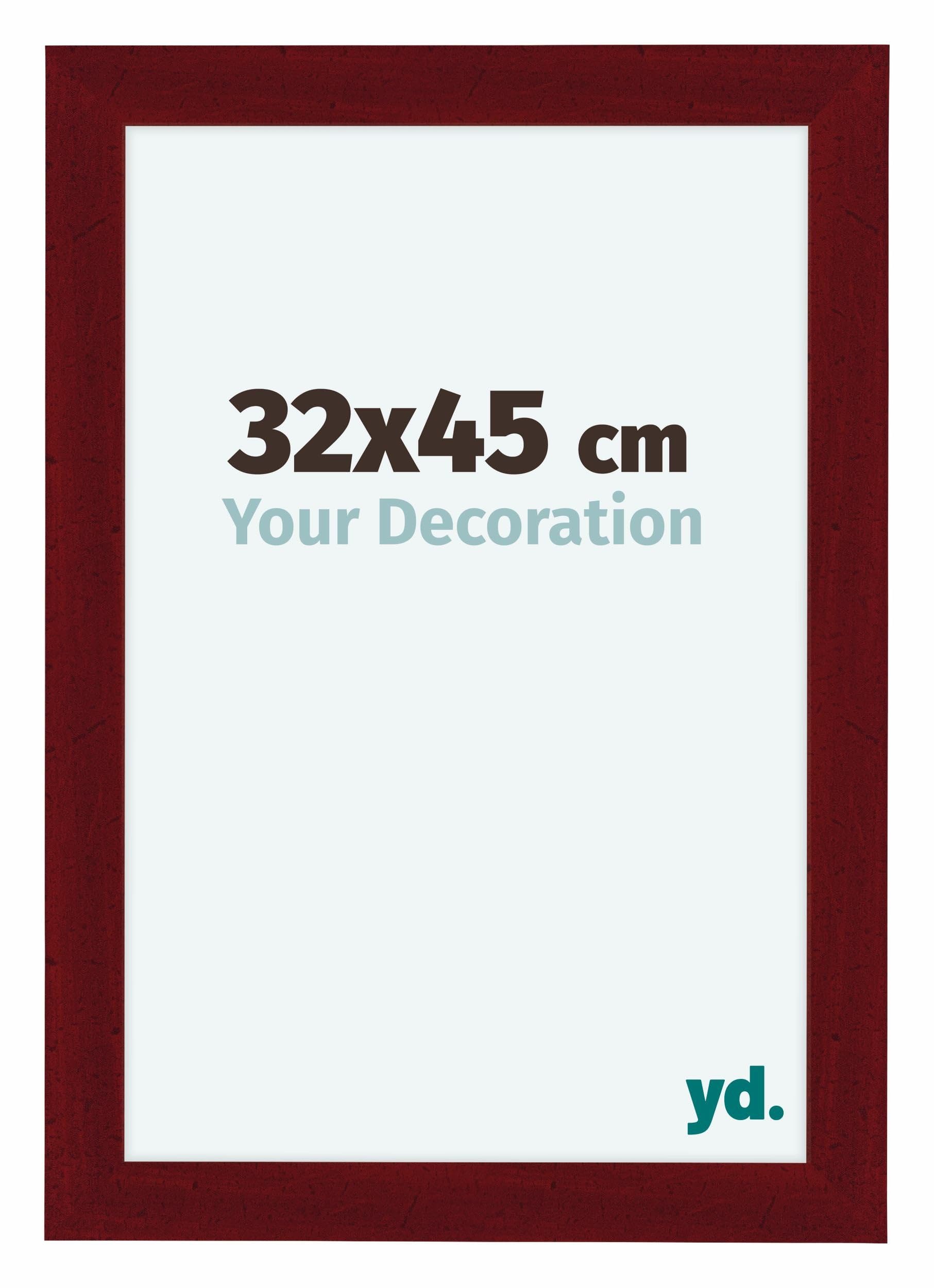 Your Decoration - Picture Frame 32x45 cm - Wine Red Swept - Decorative Wall Frame in MDF with Antireflection - Frame 32x45 - Como
