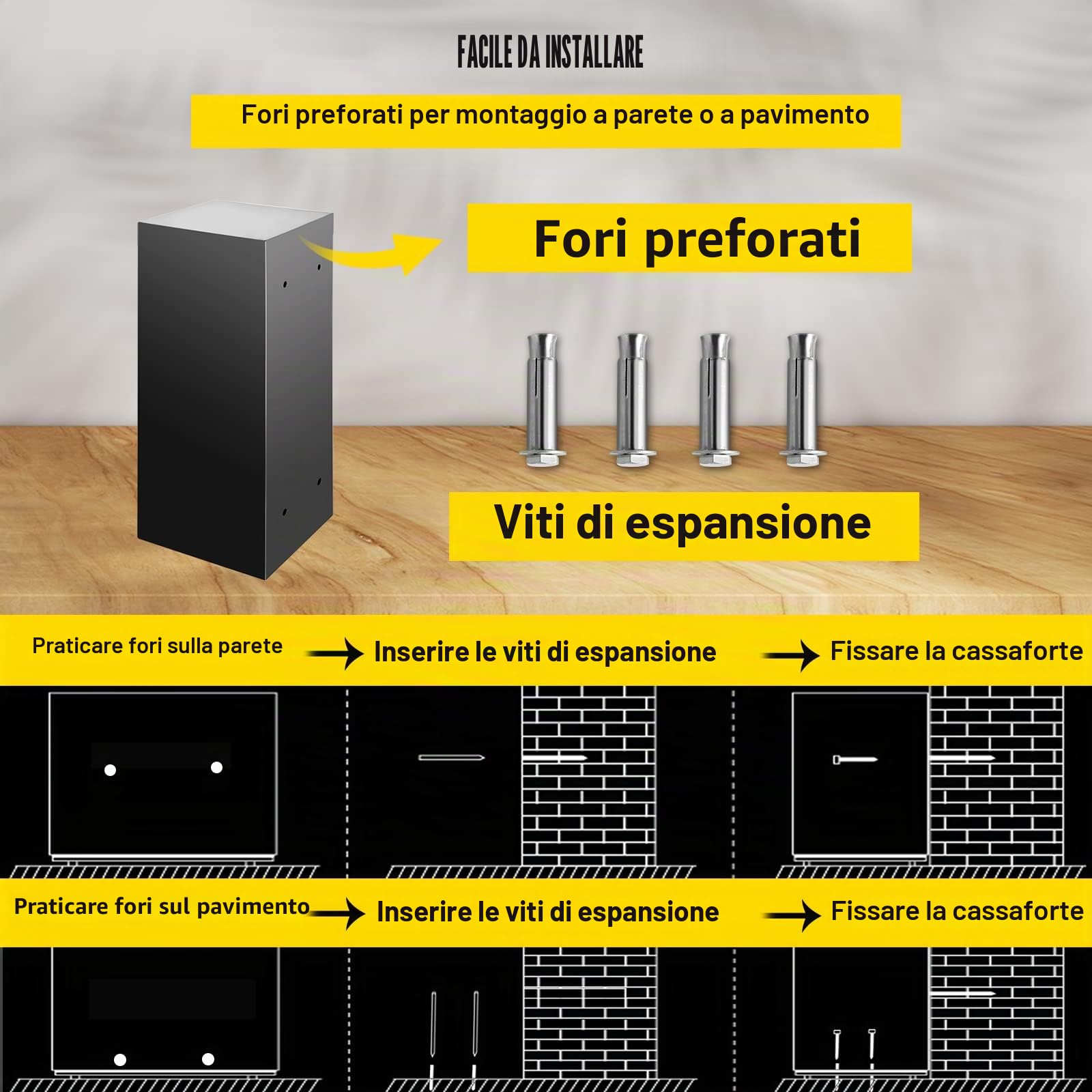 Cassaforte Digitale 74 L, Cassetta di Sicurezza a Combinazione Digitale per Uso Domestico, Cassaforte per Soldi, Gioielli, Documenti