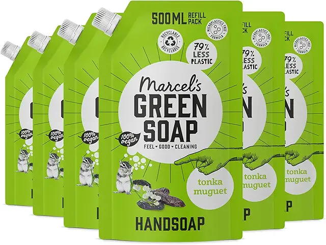 Marcel's Green Soap Refill Pack: Tonka & Muguet Liquid Hand Soap - Eco-Friendly & Vegan