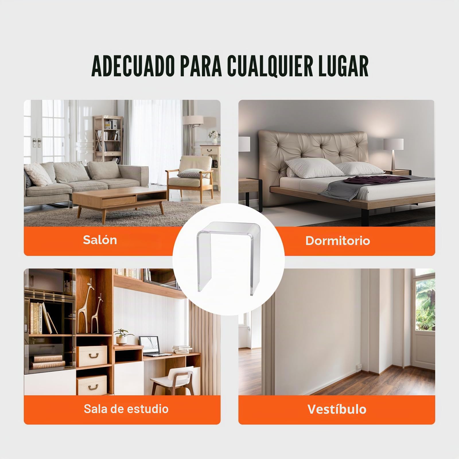 VEVOR Mesa Auxiliar en Forma de C Mesa de Centro Auxiliar para Sofá de Acrílico 2 PCS Mesita de Noche Carga Máxima 25 kg para Negocios al Alcance de Mano Salón Dormitorio, Transparente 415x305x460 mm