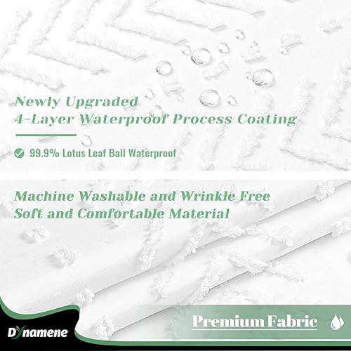 Miniatura 3 de Dynamene Cortina de ducha de 78 pulgadas de largo, cortinas de ducha de tela alta a rayas bohemias para decoración de baño, juego de cortina de