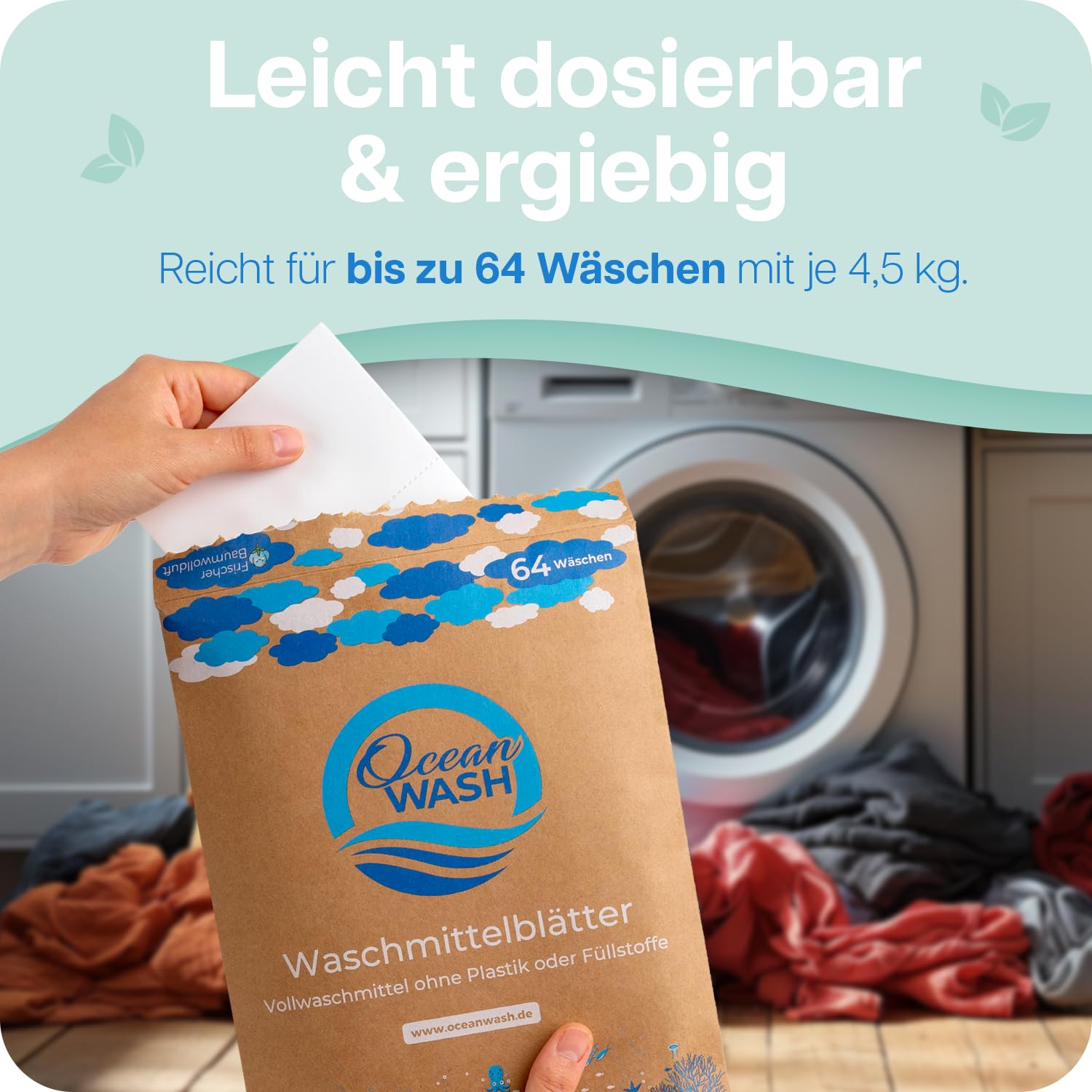 Waschmittelblätter Bundle für 3x64 Wäschen, biologisch abbaubar, Waschtücher für alle Textilien und Farben, Laundry Detergent Sheets