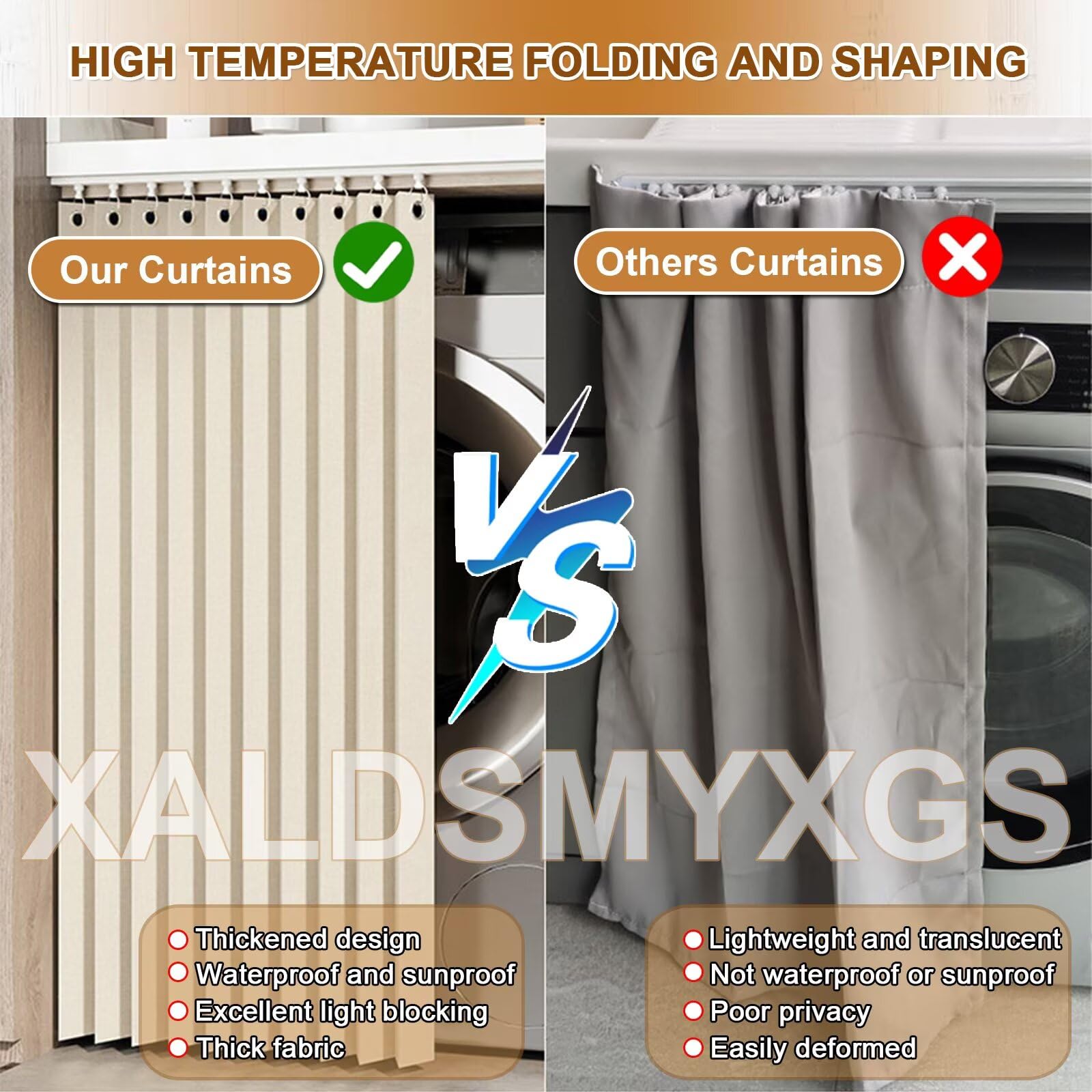 Schrankvorhang zum Schieben Selbstklebend, H140×W140 CM Grau Flächenvorhang Kurz zum Waschmaschine, Sonnenschutz, Staubdicht & Wasserdicht, Schrank Vorhang für Küchenschränke, Offene Kleiderschränke