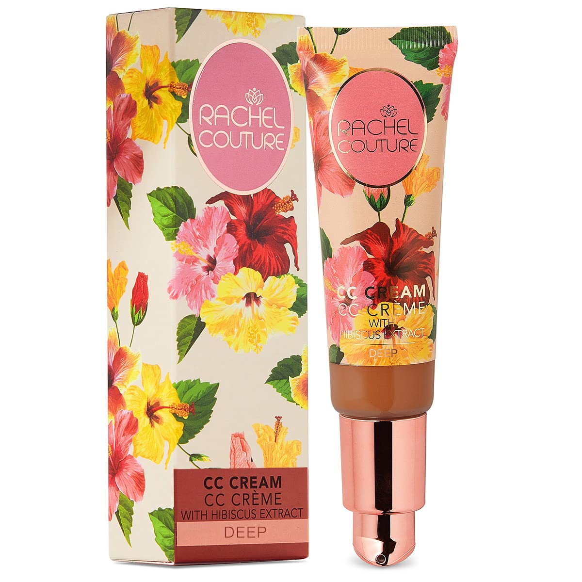 Rachel Couture CC Cream | Color Correcting Cream with Hyaluronic Acid | Full Coverage Foundation & Hydrating Anti-Aging Serum | Vegan & Cruelty Free - 1.18 Fl Oz - Deep