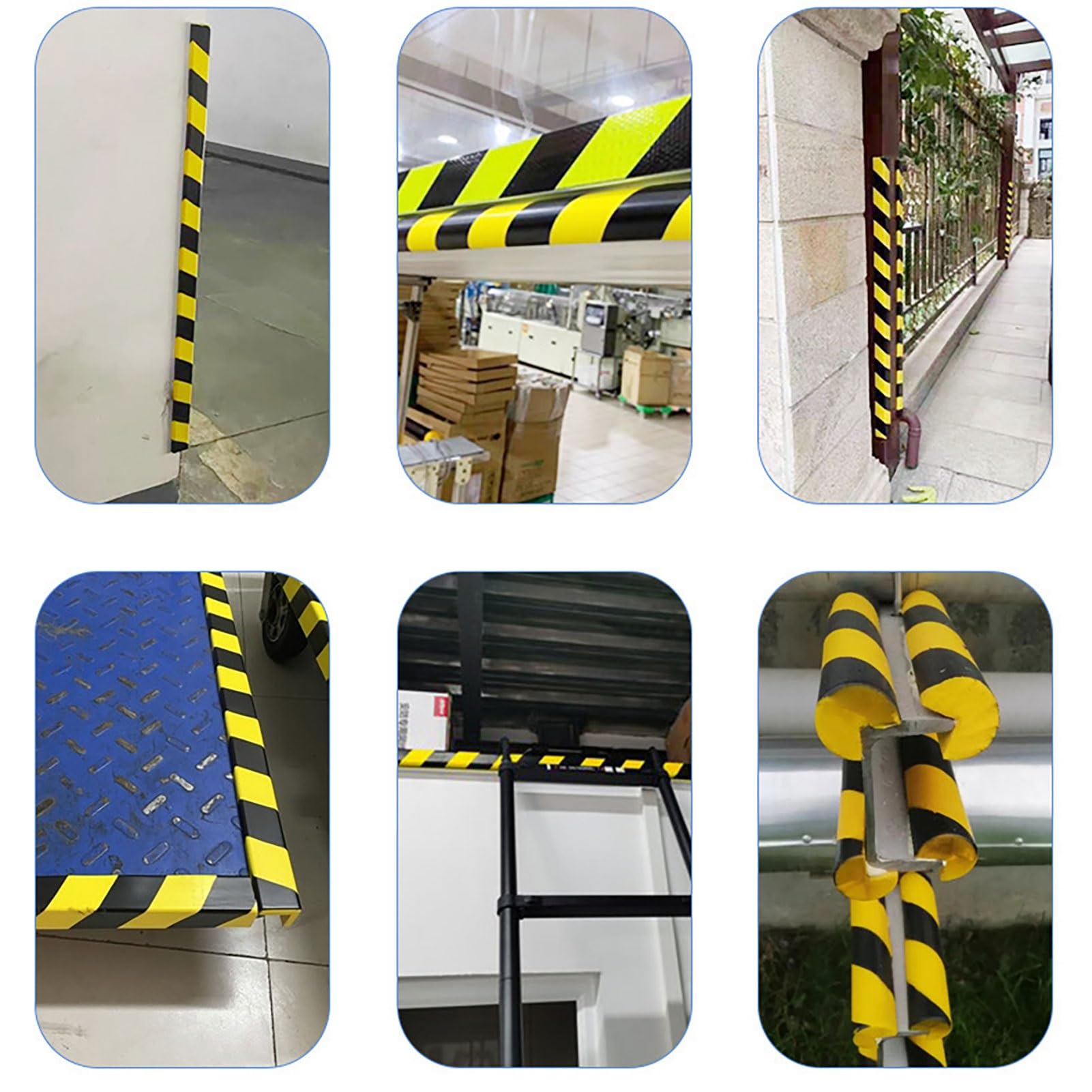 Protectores De Bordes De Espuma De 39", Protectores De Esquinas Autoadhesivos con Rayas Amarillas Y Negras, Protectores De Bordes De Seguridad para Paredes, Garajes Y Almacenes(Square U-Shaped,10PCS)