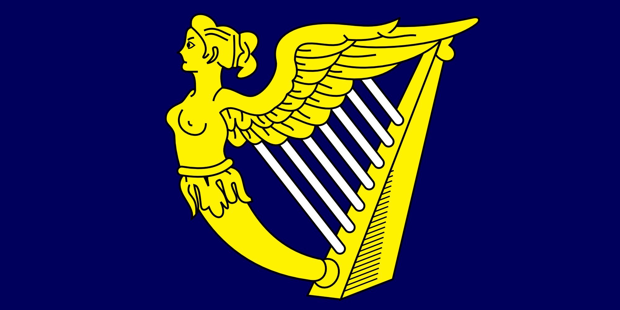 Drapeau grand format avec harpe celtique à aile pour décoration extérieure