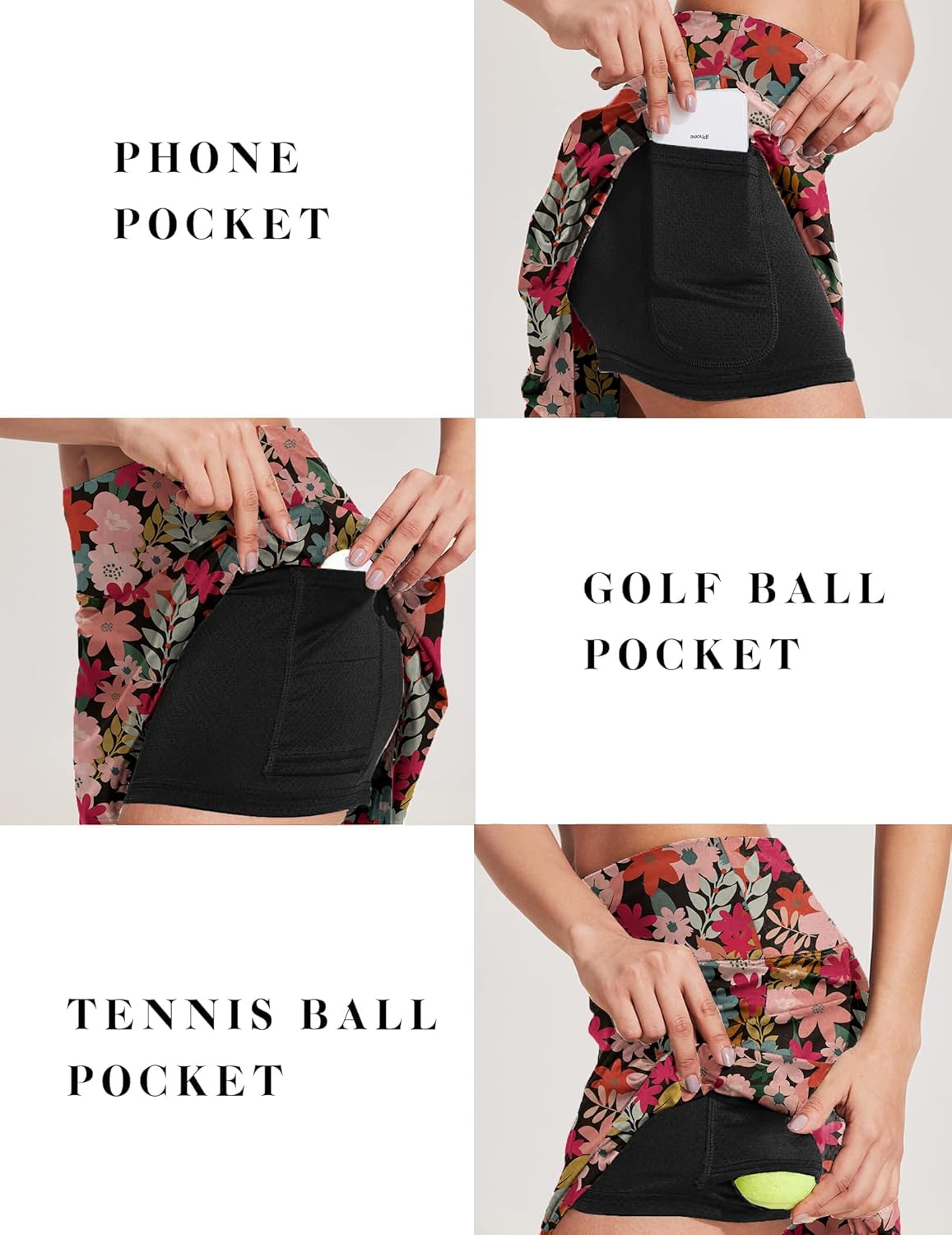 COOrun 18" Skorts for Women High Waist Golf Skirt Pleated Athletic Tennis Skorts with 4 Pockets Shorts Casual Modest Skirts - Image 4