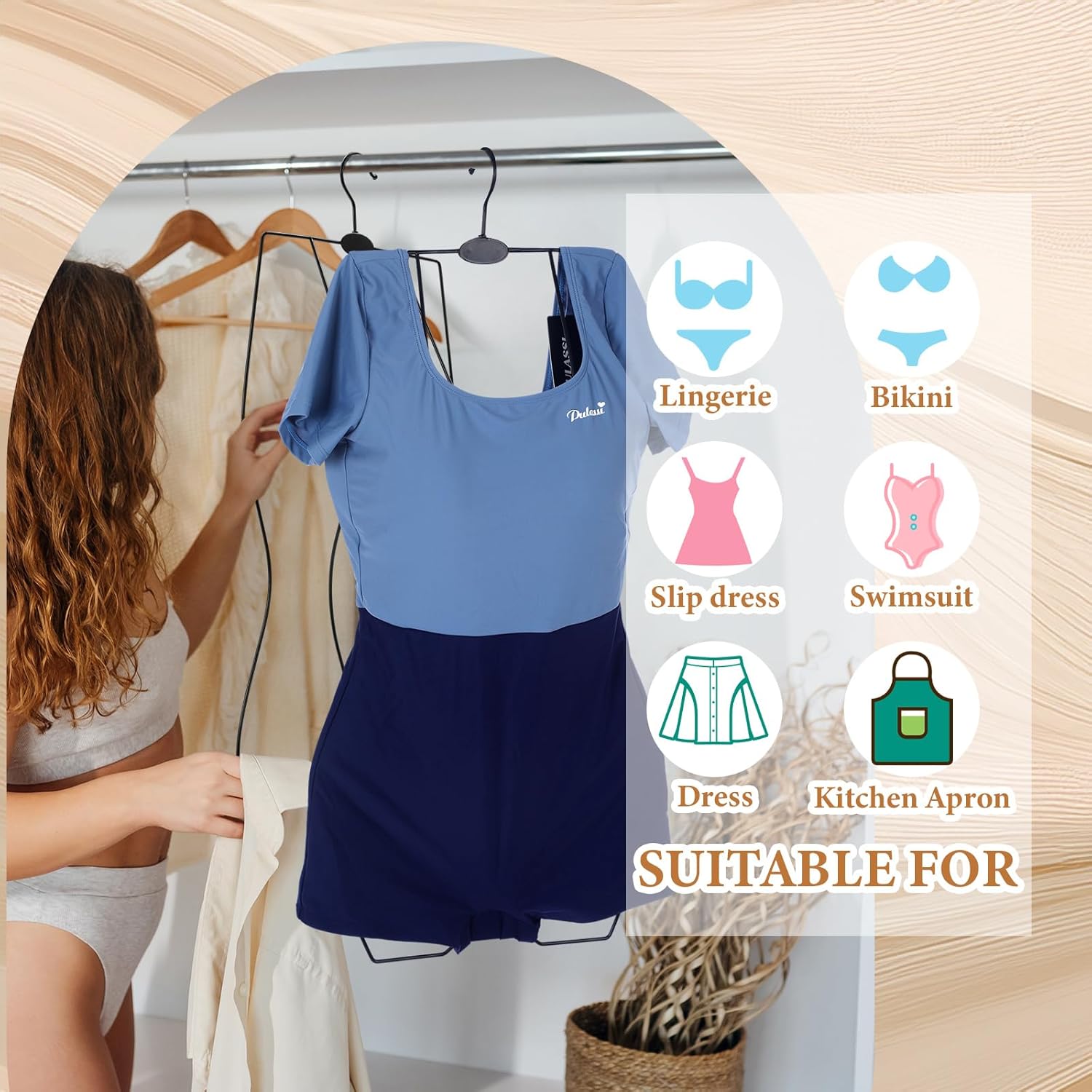 10 Pack Lingerie Hangers Body Shape Hangers for Display Swimsuit Display Metal Wire Swimwear Rack for Bikini Lingerie Dress Black, 4mm Thickened