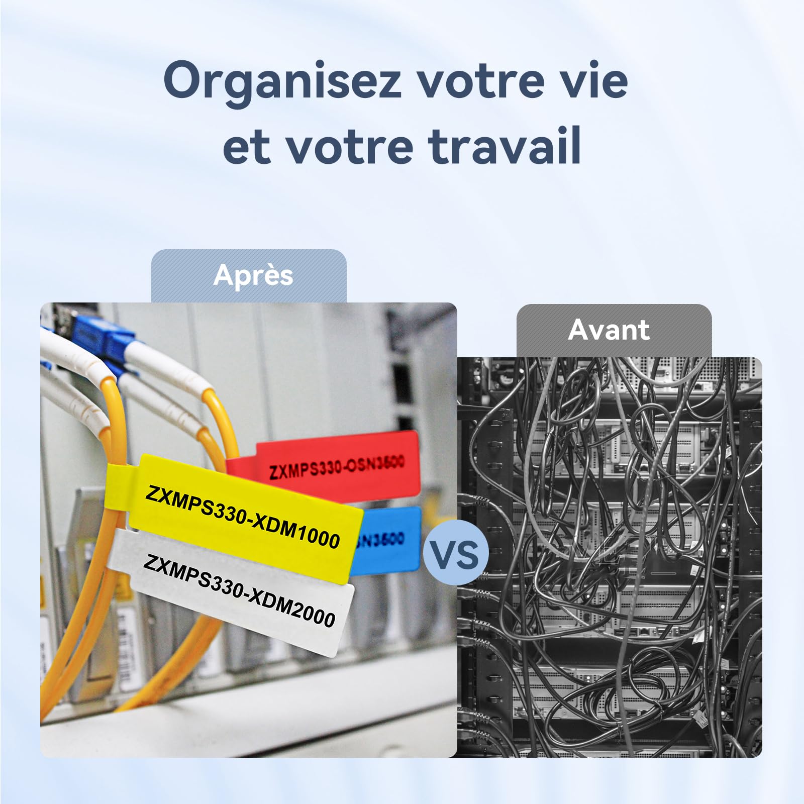 NIIMBOT Câble Étiquette pour D110 D11 D101 H1S Imprimante, 12.5x109mm, auto-adhésif, imperméable, résistant à la déchirure