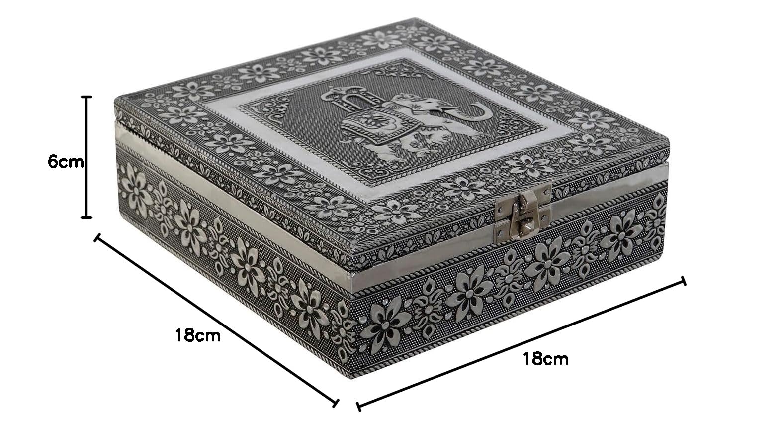 DKD Home Decor Caja-Joyero Plateado Azul cielo Madera Aluminio 18 x 18 x 6 cm