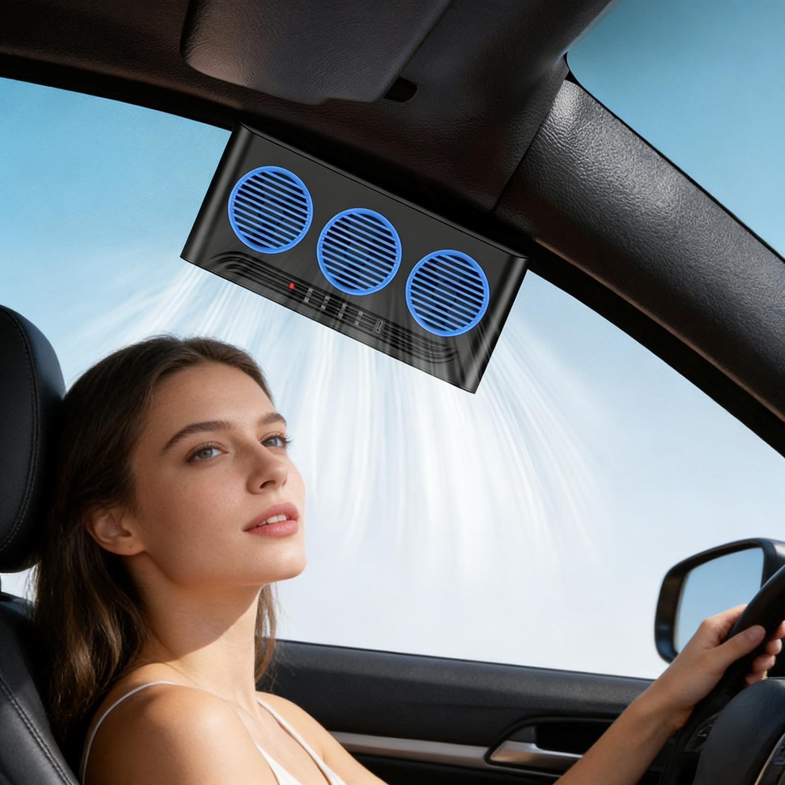Ventilatore per auto, 3 uscite, ad energia solare, ventola di scarico per finestrini dell'auto, per SUV, camion, camper, autostrada, viaggi, guida quotidiana