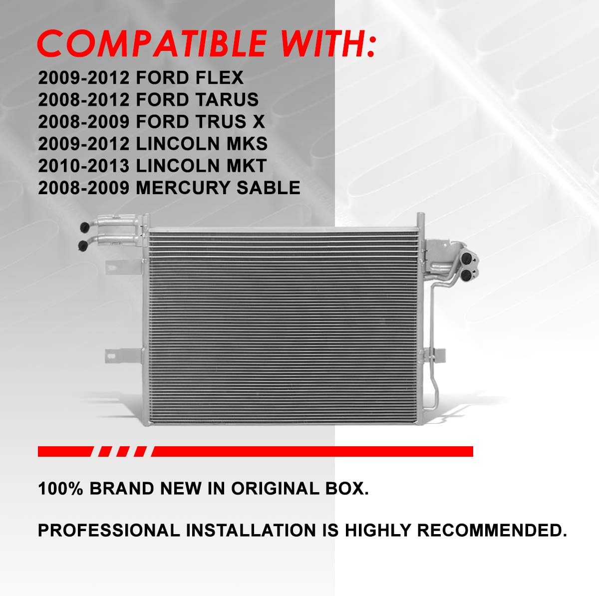 Auto Dynasty 3678 Aluminum A/C Condenser Compatible with Ford Flex Taurus X Lincoln MKS MKT, 2008-2013