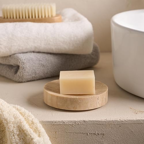 Jabonera de travertino natural, jabonera redonda de mármol para ducha, soporte de barra de jabón de cerámica para baño, jaboneras rústicas
