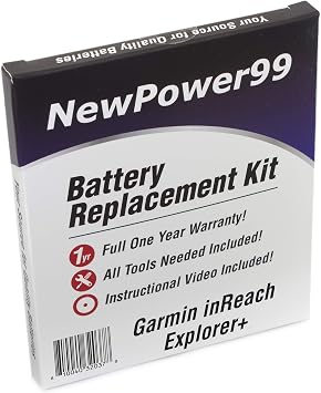 Battery Kit for Garmin InReach Explorer+ with Tools, How-to Video, Battery from NewPower99