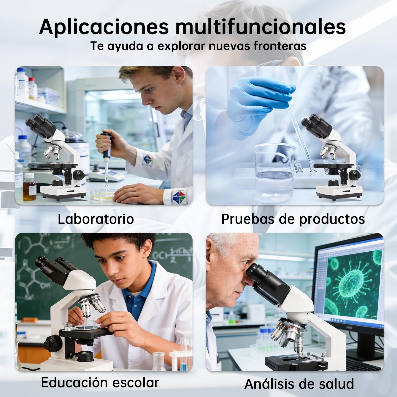 SWIFT SW320B Microscopio binoculare 40X-5000X con fotocamera da 2MP | Microscopio professionale da laboratorio, custodia per il trasporto, supporto per smartphone e accessori per esperimenti