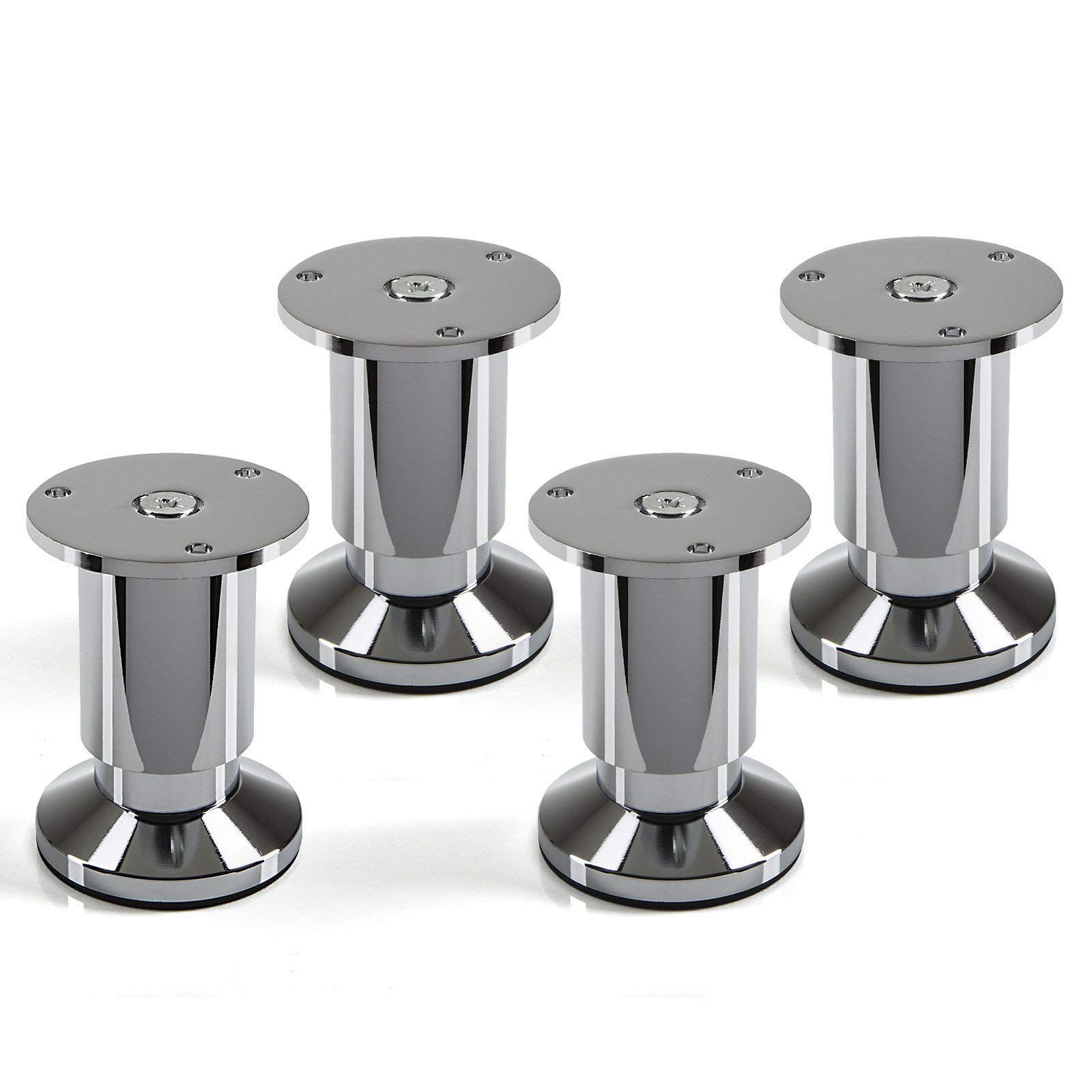 Set of 4 SO-TECH® Furniture Legs"Alpha" Adjustable Height Chrome Polished Loading Capacity up to 250 kg Height 80 mm