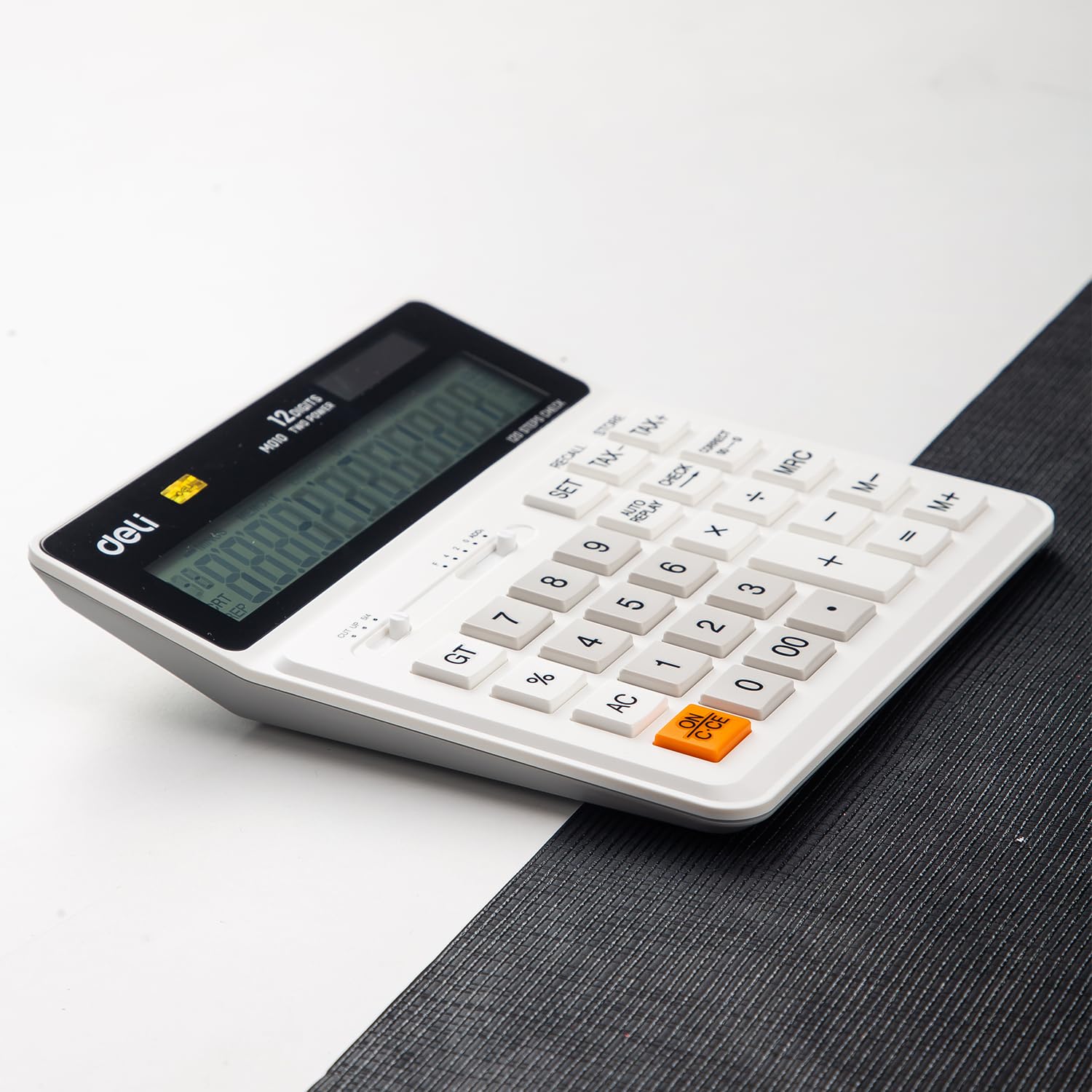 Deli EM01010 - Calculadora de 12 dígitos, color blanco