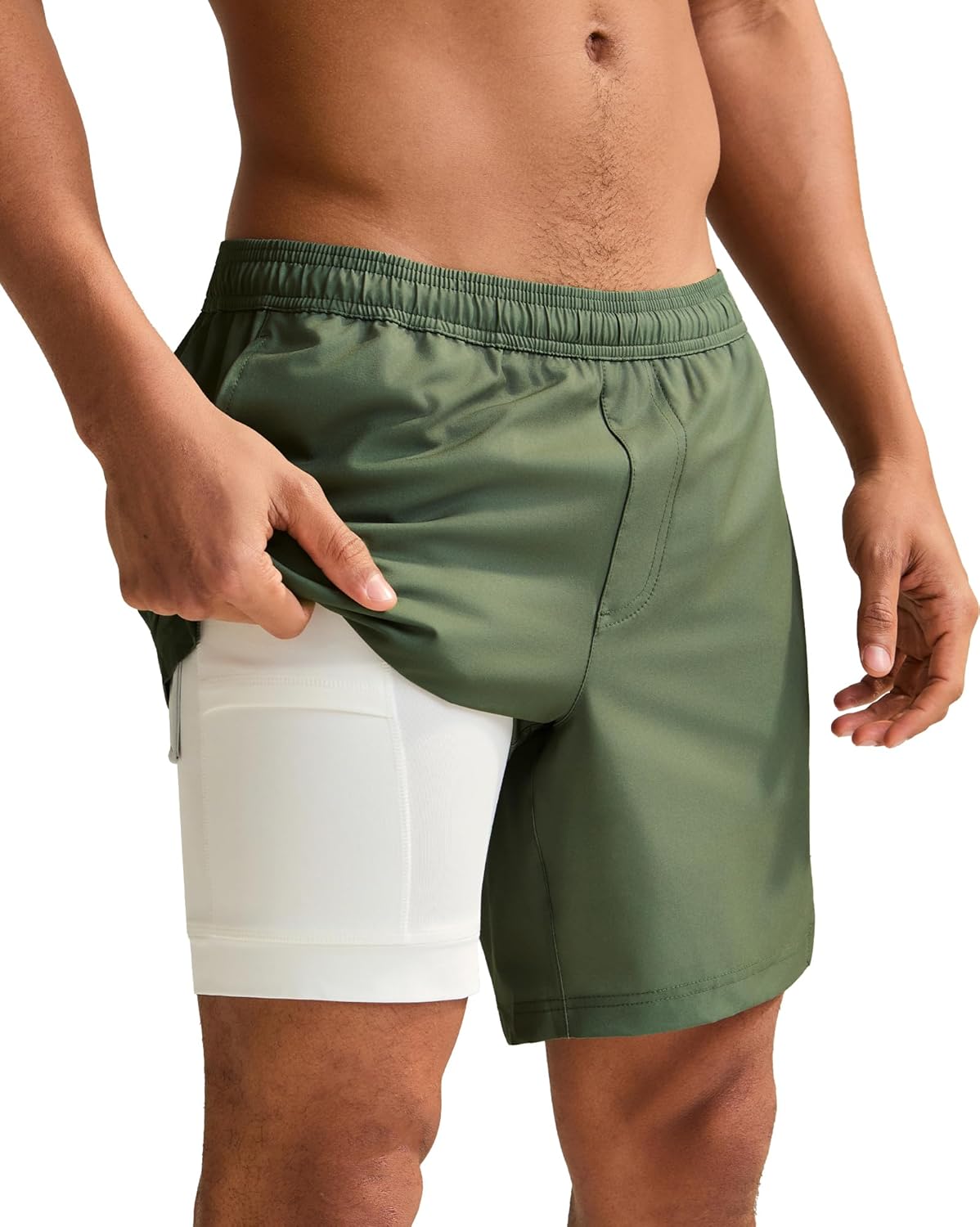 maamgic Gym Shorts for Men 7 inch Inseam with Liner Stretch 2 in 1 Workout Shorts Men Quick Dry Athletic Running Shorts