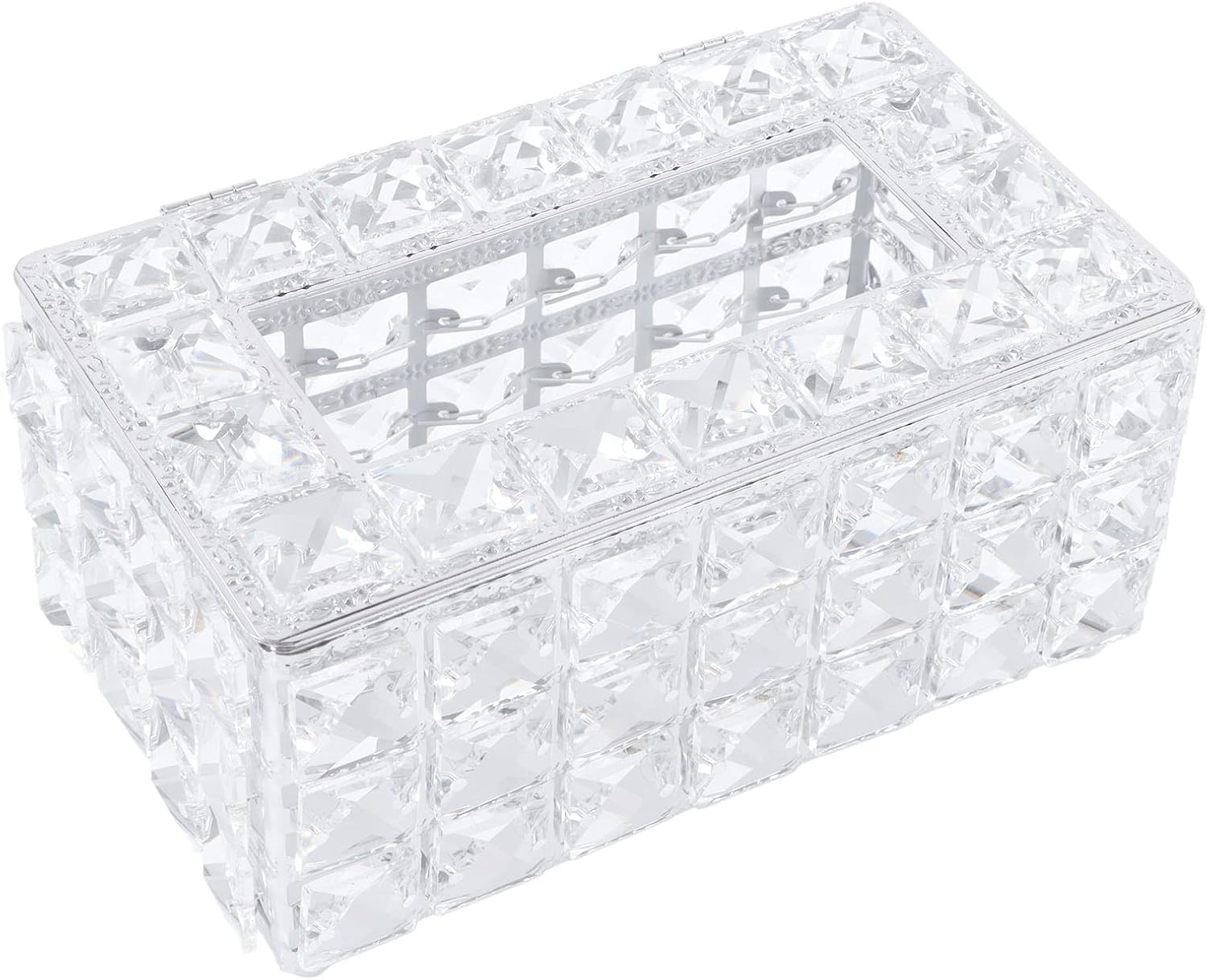 Fafeicy Classic Rectangular Artificial Crystal Tissue Box Holder for Living Room Bedroom Office