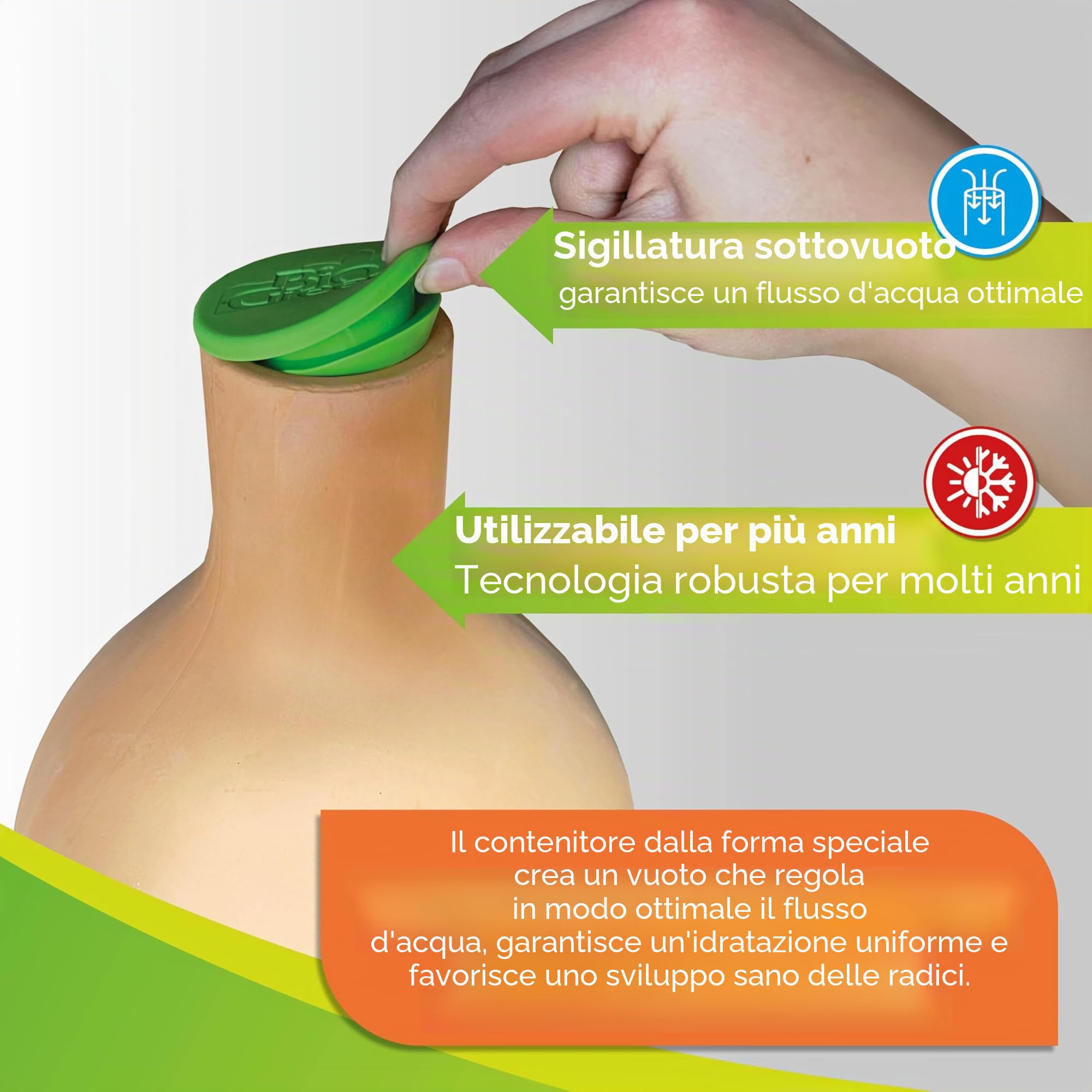 Sistema di irrigazione Olla "Hydromax S" in argilla | autoregolante | irrigazione vicino alle radici | ideale per aiuole e aiuole rialzate | 1 litro, Ø 15 cm – innaffiato nell'intervallo di circa 60