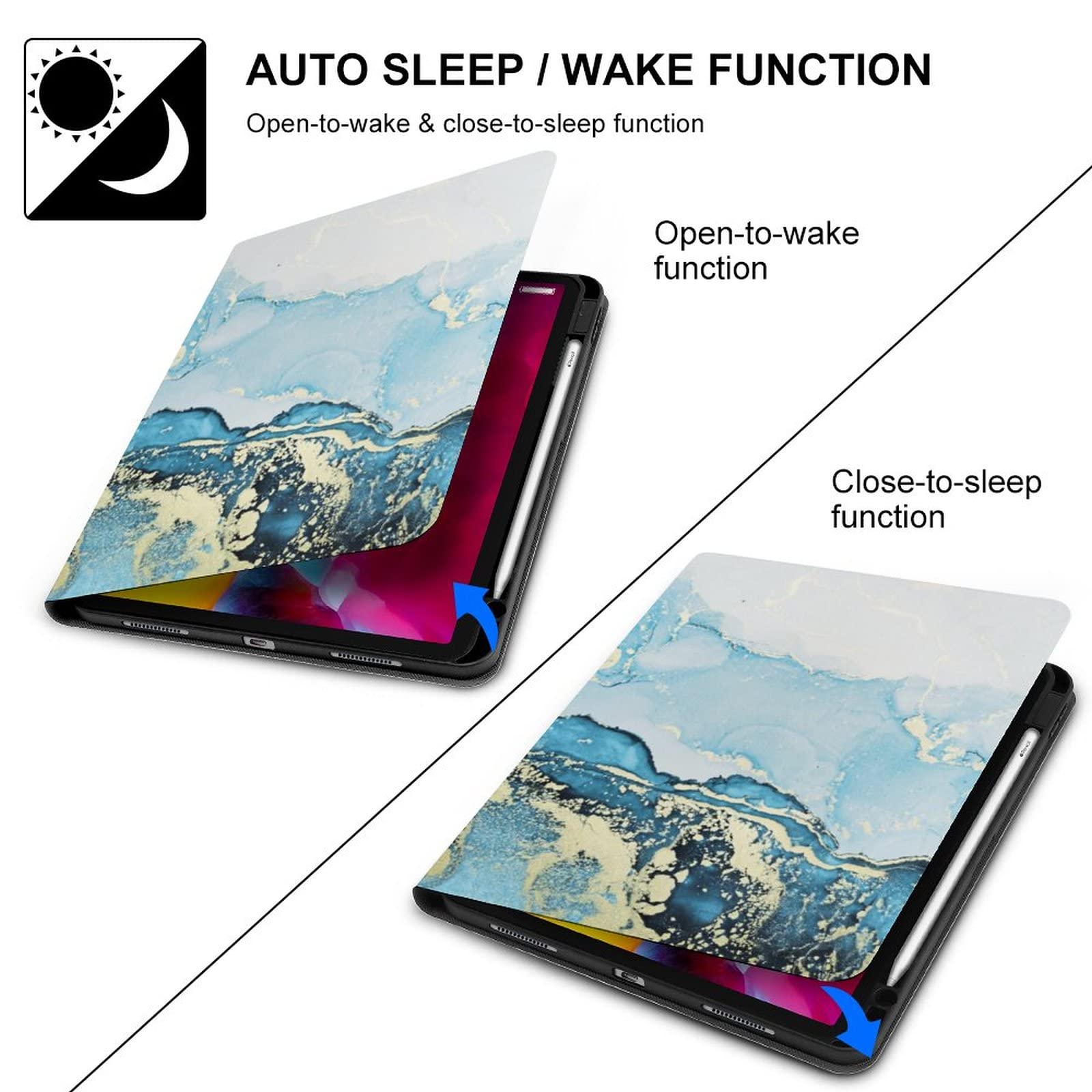 Amazon.co.jp: iPad 第9世代ケース、iPad Air 第5世代ケース、ブルー