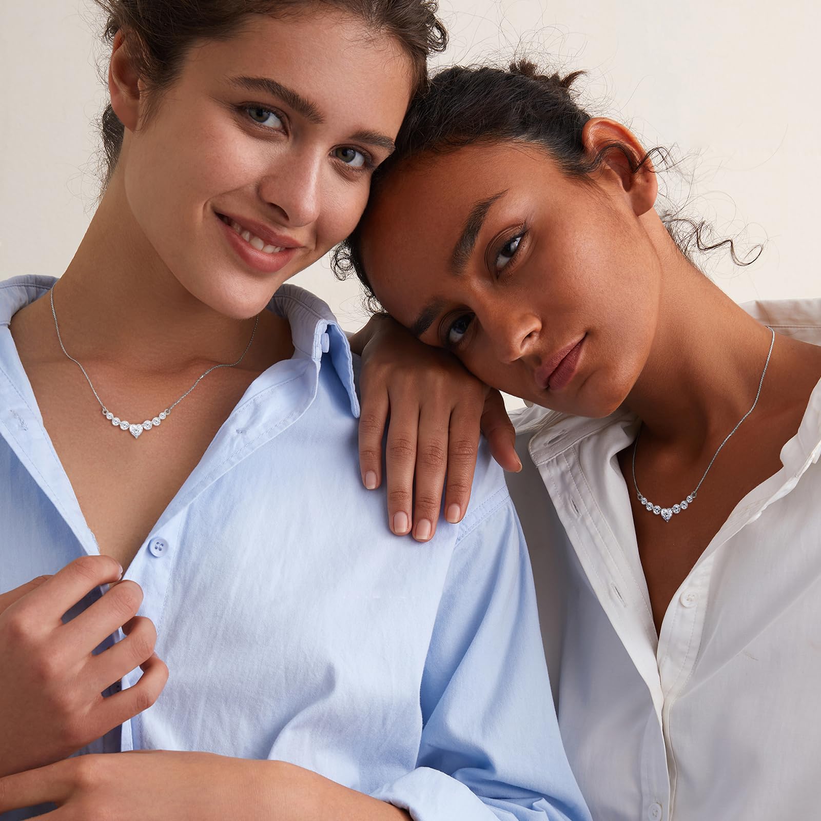 Regalos para el día de la madre para mamá, aniversario de regalo de cumpleaños para esposa, regalos de boda para mujeres, collares de corazón. Colgante de novia de moissanita. Joyería fina