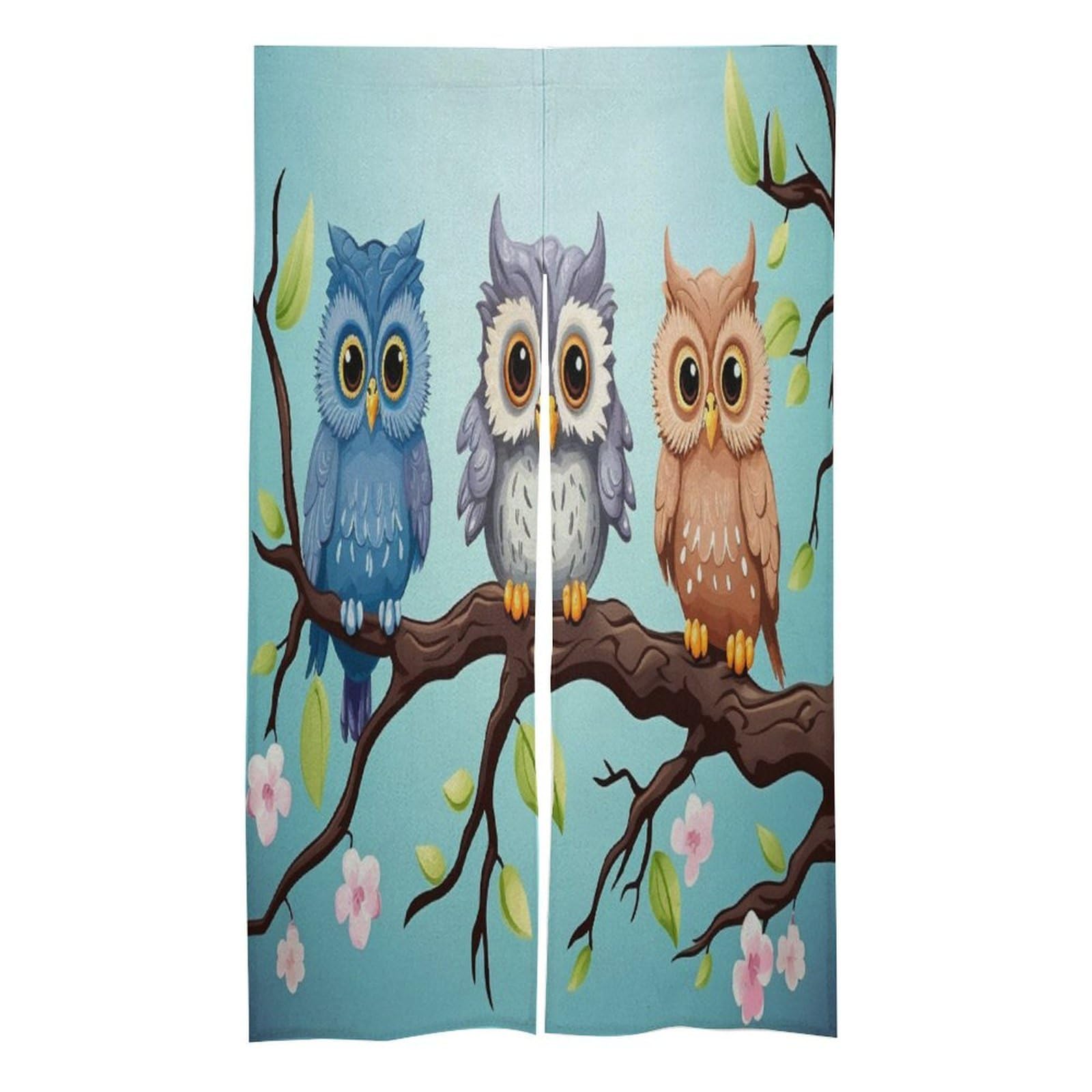 VstaDank Owls on A Branch Noren Doorway Curtain Printed Window Treatment Door Tapestry Chinese Traditional Doorway Curtain Long Type Door Tapestry for Home Decoration