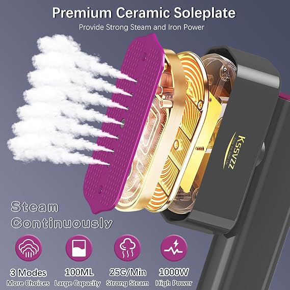 Portable Travel Steamer Iron for Clothes with LCD Touch Screen (120V ONLY)