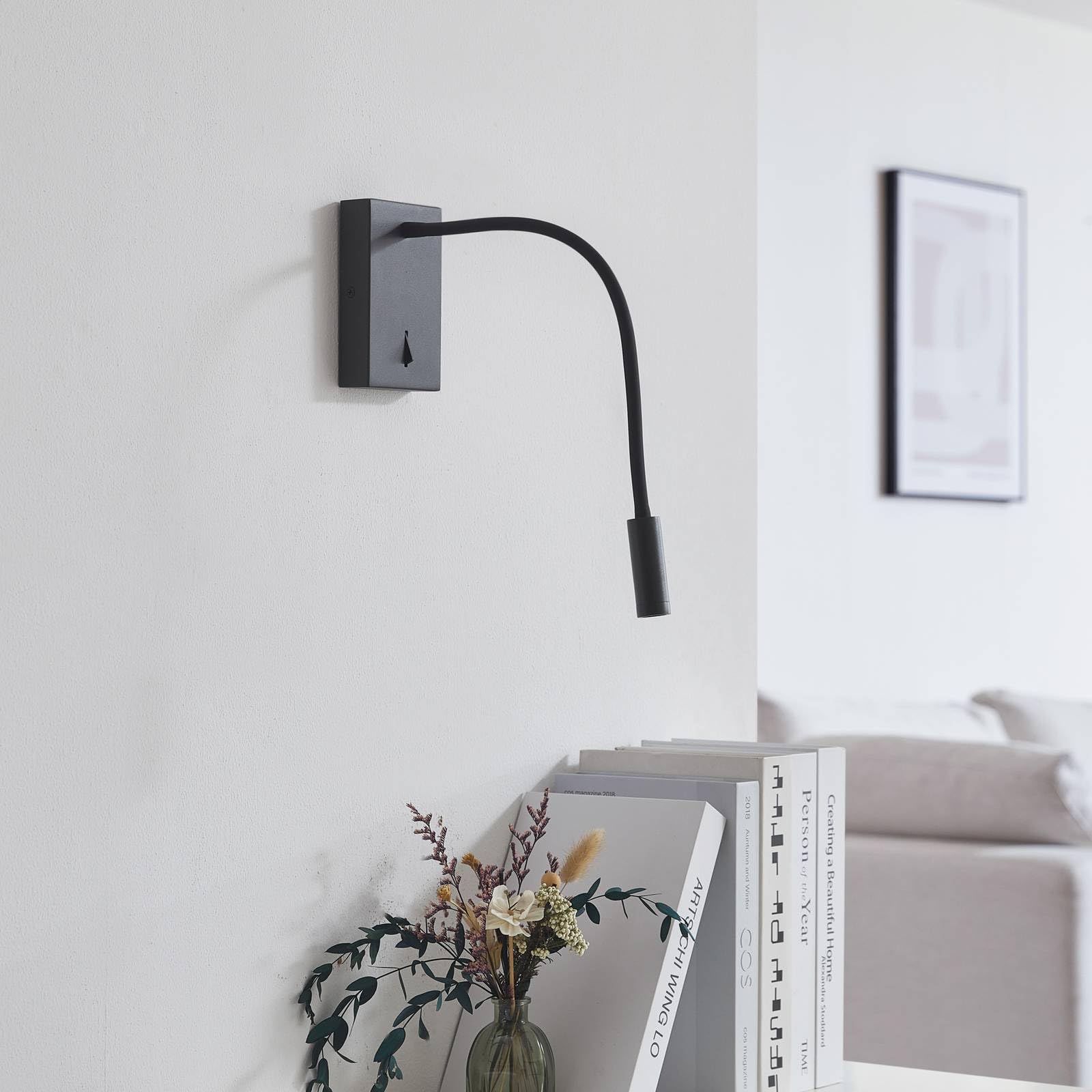 Lucande LED Wandleuchte, Wandlampe Innen Hetti in Schwarz aus Metall (1 flammig) - Wandstrahler Wandbeleuchtung Schlafzimmer/Wohnzimmer Schlafzimmerleuchte