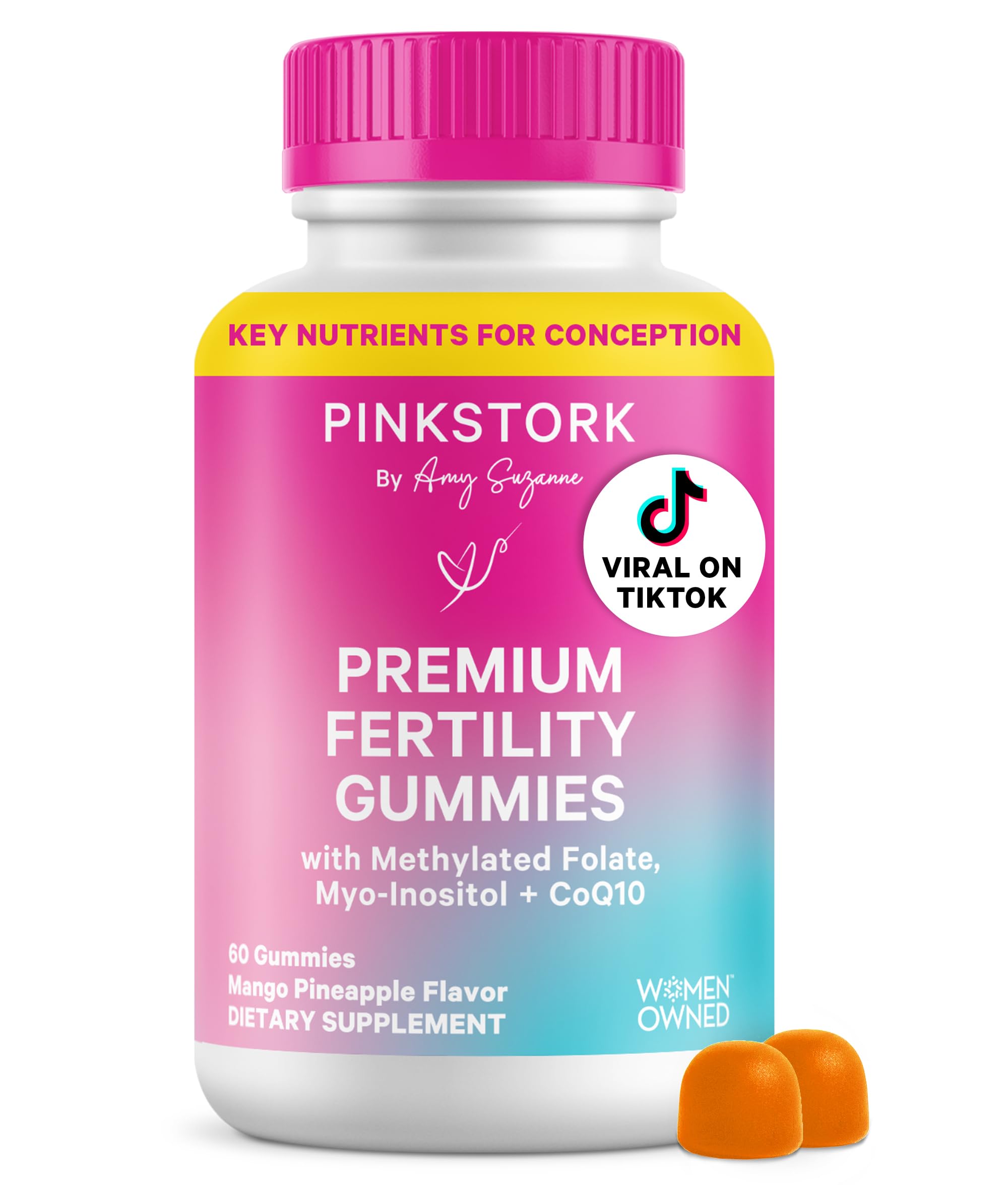 Premium Fertility Gummies | Fertility Supplements for Women with CoQ10, Myo-Inositol + Prenatal Vitamins | Conception Support | Hormone Balance for Women, Ovarian Care - 60 Gummies