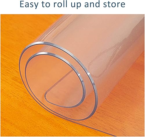 Miniatura 4 de Protector de mesa con bordes biselados mate, de plástico transparente de 0.079 pulgadas, protector de mantel impermeable, para mesa de comedor,