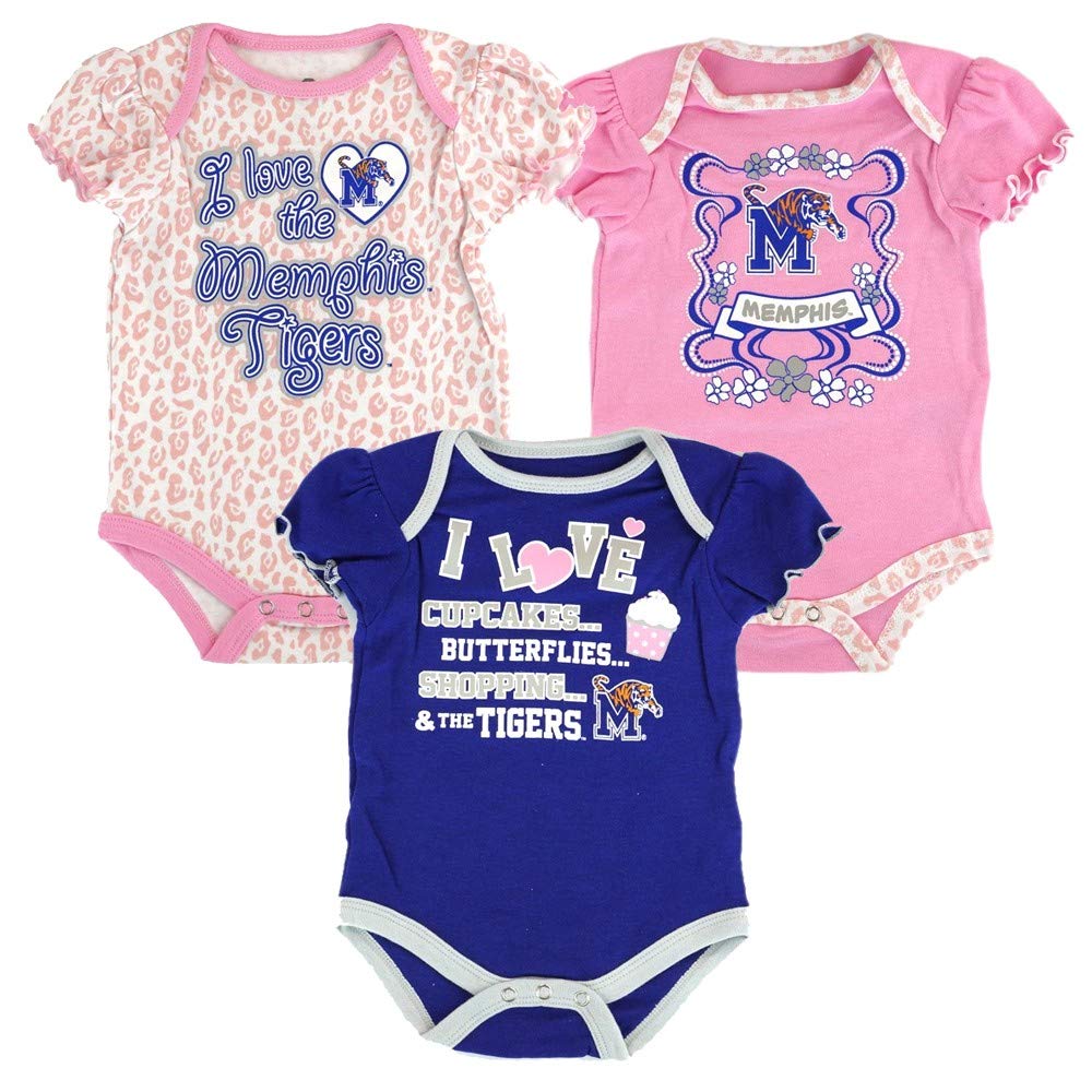 Outerstuff Memphis Tigers NCAA Infant Blue/Pink/White Frill 3 Piece Creeper Set