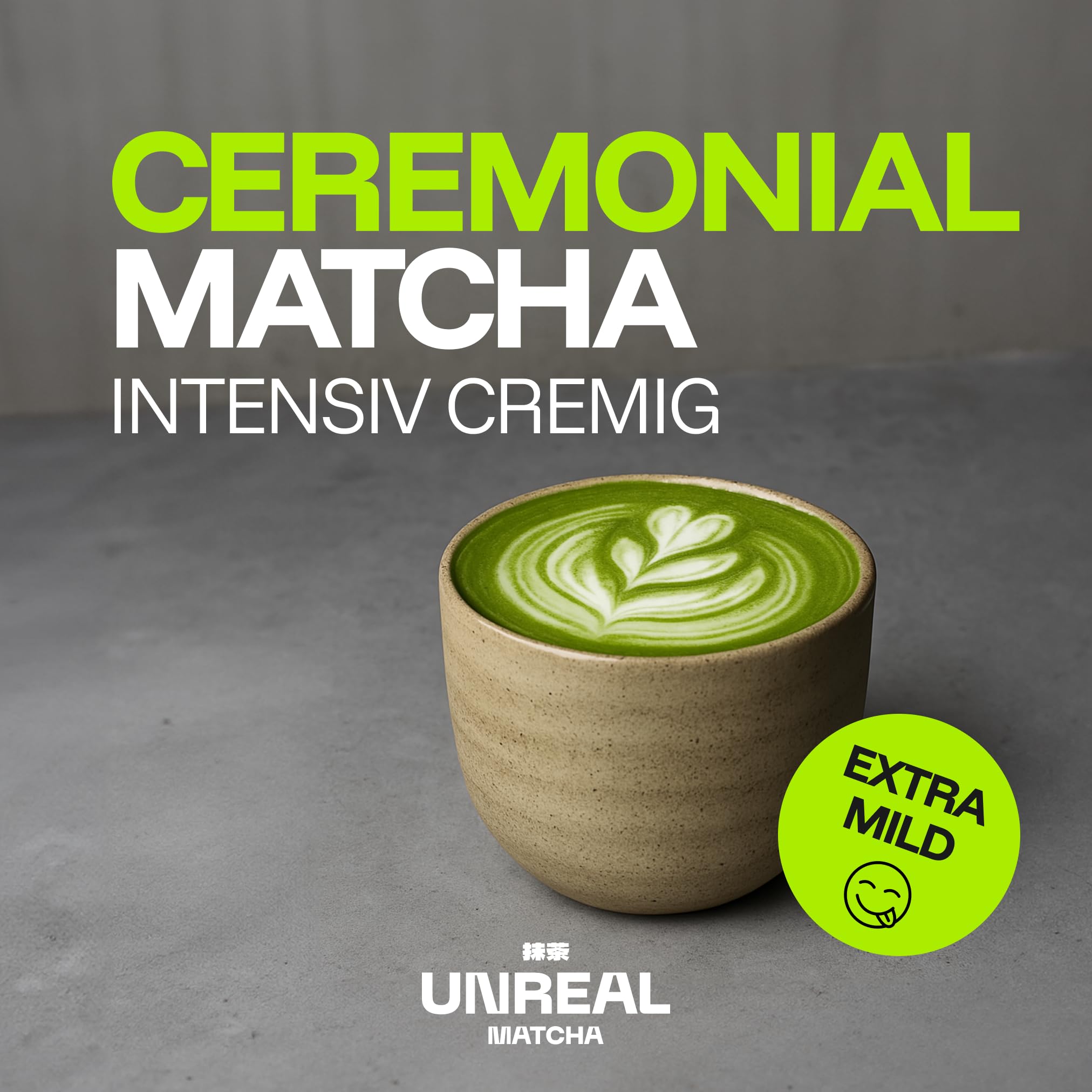 UNREAL® 100g Ceremonial Bio Matcha – 100% Japanischer Zeremonieller Grüntee – Premium Qualität aus Shizuoka – Für Tee, Latte & Smoothies – Besonders fein vermahlen