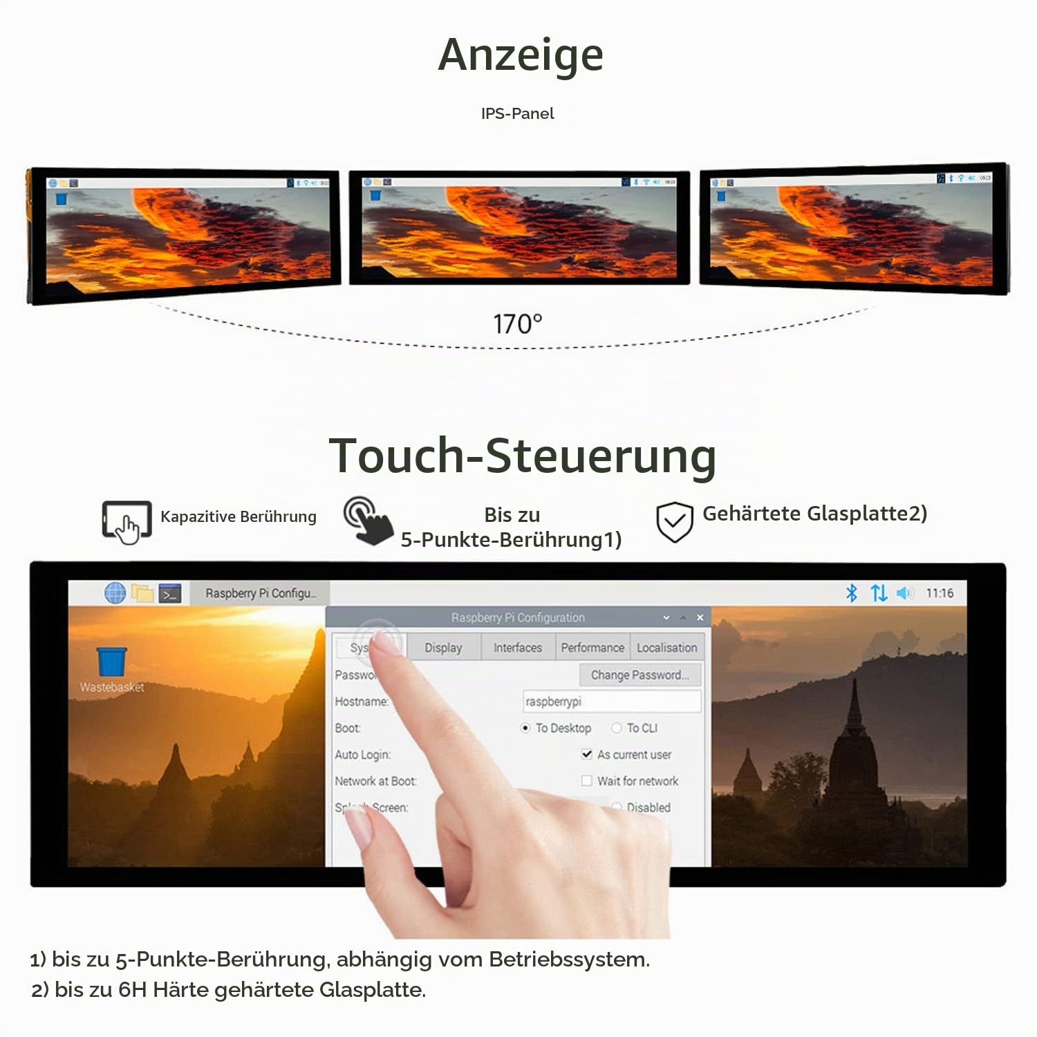 LUCKFOX 7.9inch HDMI Touchscreen LCD Display, 400(H) x 1280(V) Pixels IPS Screen, 60Hz Computer Monitor, for Raspberry Pi OS/Ubuntu/Jetson Nano/PC Windows 11/10/8.1/8/7